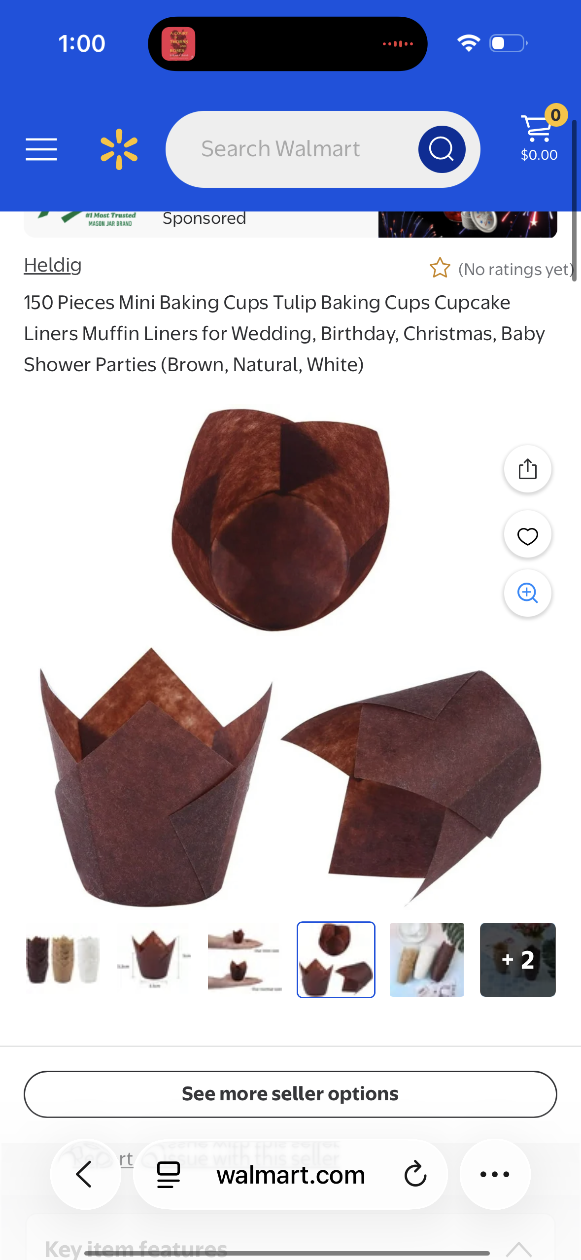 Wpxmer 150 Pieces Tulip Baking Paper Cups Cupcake Muffin Liners Baking Cup Holder for Party, Weddings Brown Natural and White Color