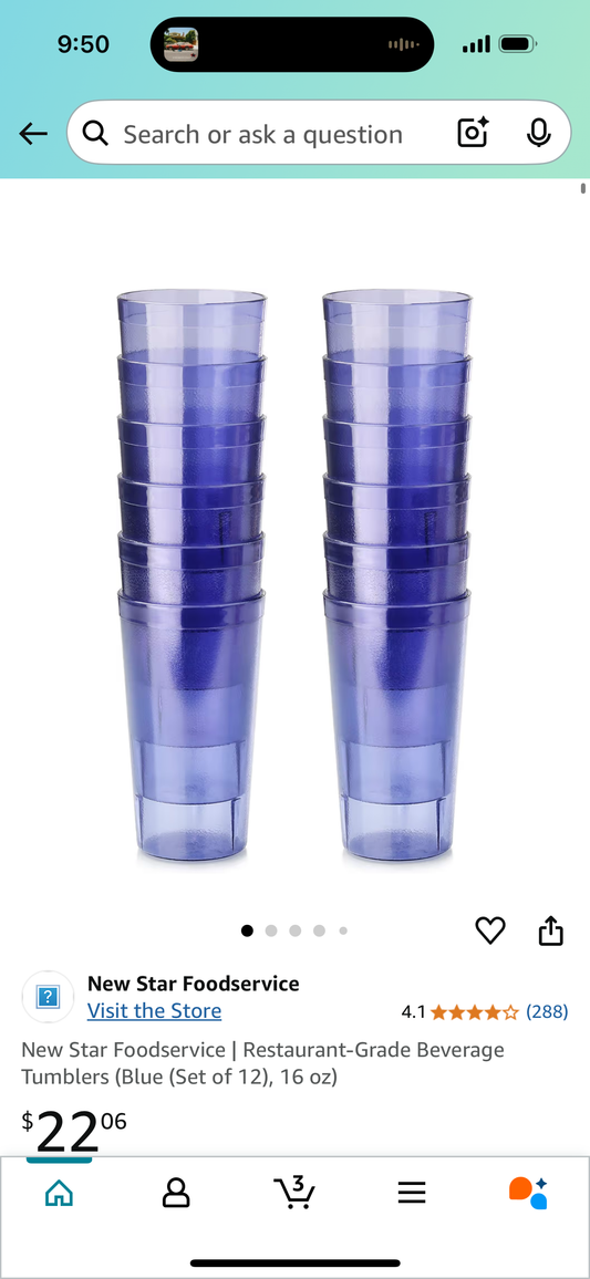 New Star Foodservice | Restaurant-Grade Beverage Tumblers (Blue (Set of 12), 16 oz)