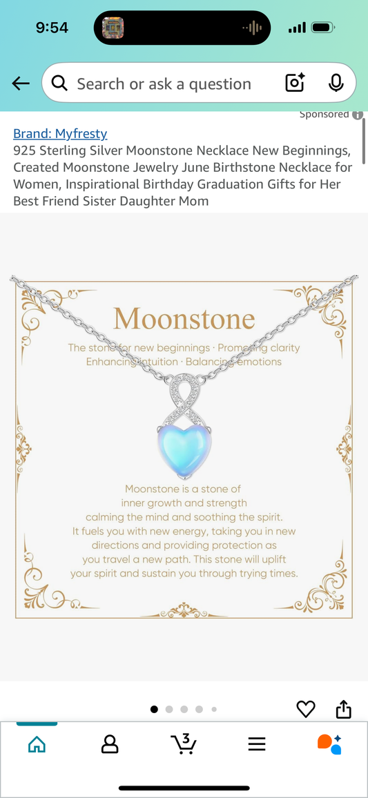 925 Sterling Silver Moonstone Necklace New Beginnings, Created Moonstone Jewelry June Birthstone Necklace for Women, Inspirational Birthday Graduation Gifts for Her Best Friend Sister Daughter Mom