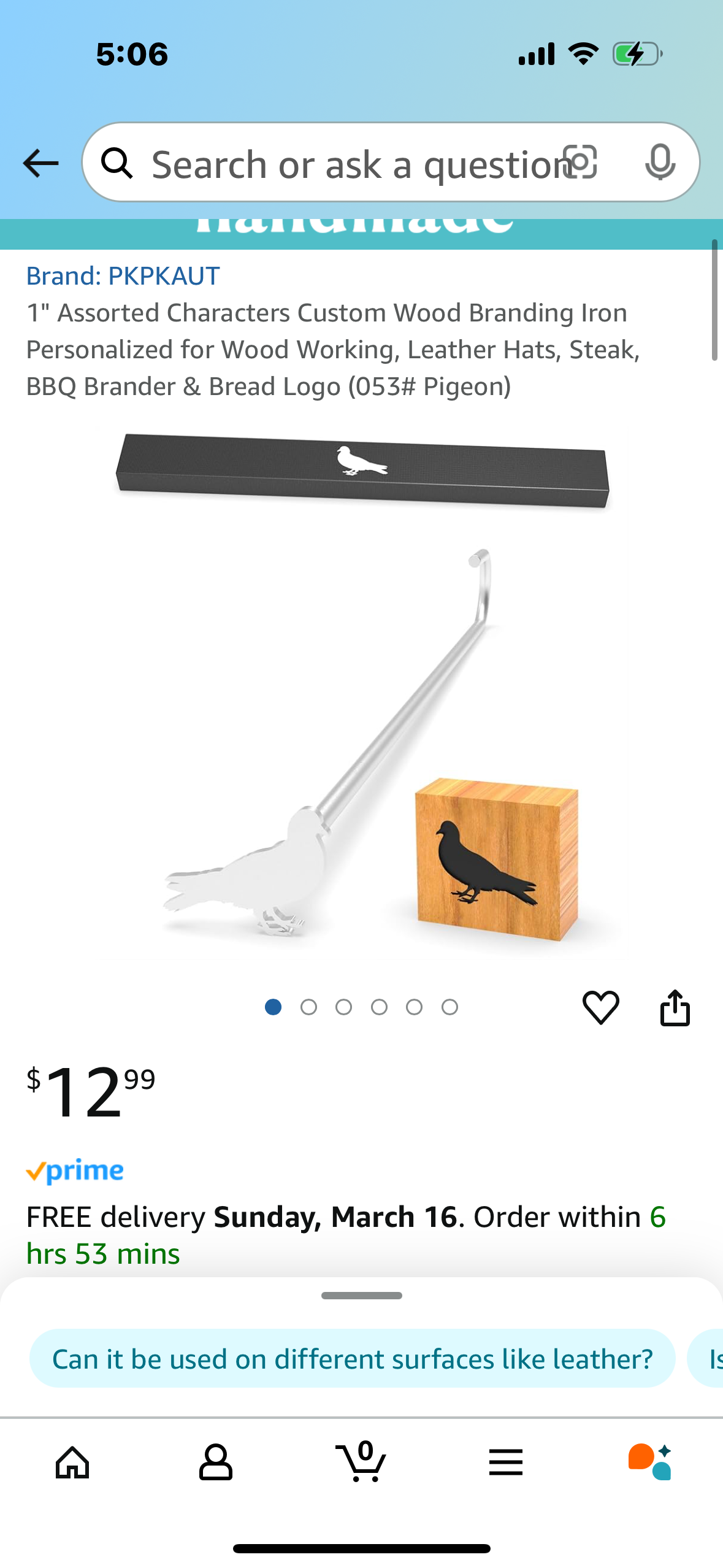 1" Assorted Characters Custom Wood Branding Iron Personalized for Wood Working, Leather Hats, Steak, BBQ Brander & Bread Logo (053# Pigeon