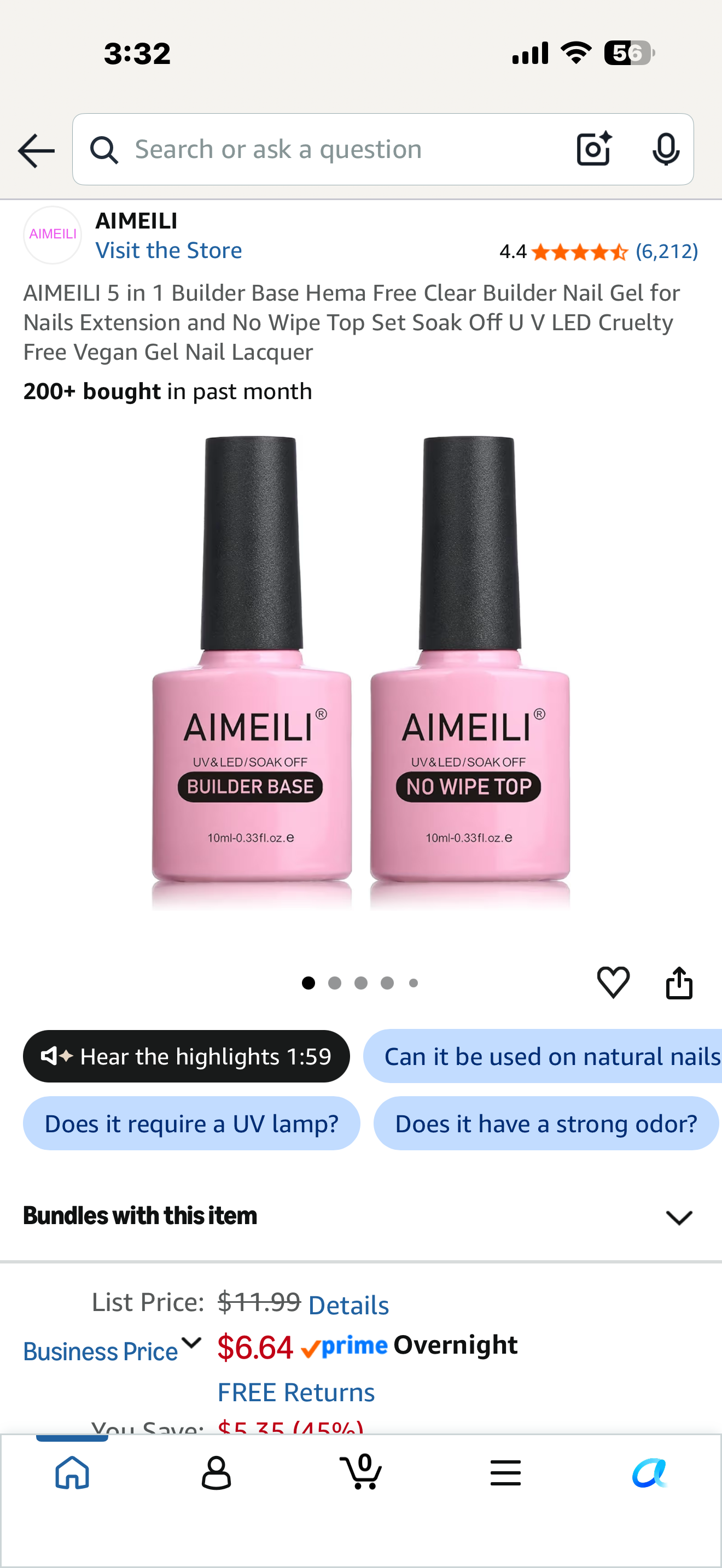 AIMEILI 5 in 1 Builder Base Hema Free Clear Builder Nail Gel for Nails Extension and No Wipe Top Set Soak Off U V LED Cruelty Free Vegan Gel Nail Lacquer