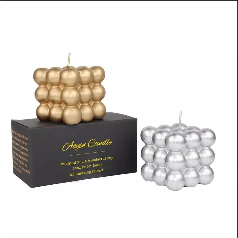 Esse Candle Bubble Candle Set 2 Pieces (Gold&Silver) - Candle - Candle Sets - Modern - Bubble Design - Celebration - Housewarming, Birthday