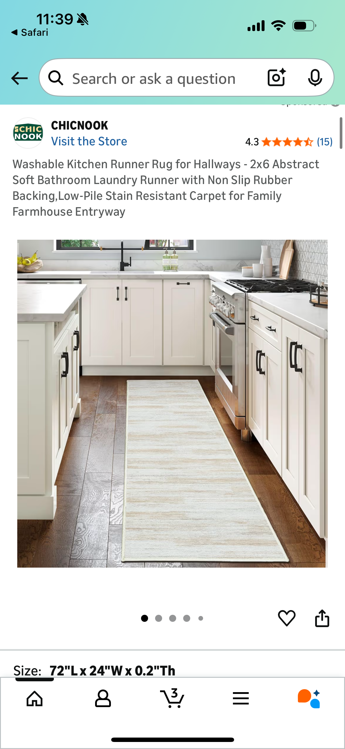 Washable Kitchen Runner Rug for Hallways - 2x6 Abstract Soft Bathroom Laundry Runner with Non Slip Rubber Backing,Low-Pile Stain Resistant Carpet for Family Farmhouse Entryway