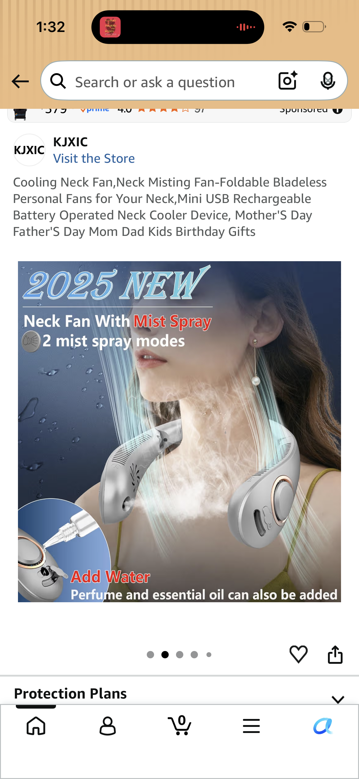 Cooling Neck Fan,Neck Misting Fan-Foldable Bladeless Personal Fans for Your Neck,Mini USB Rechargeable Battery Operated Neck Cooler Device, Mother'S Day Father'S Day Mom Dad Kids Birthday Gifts