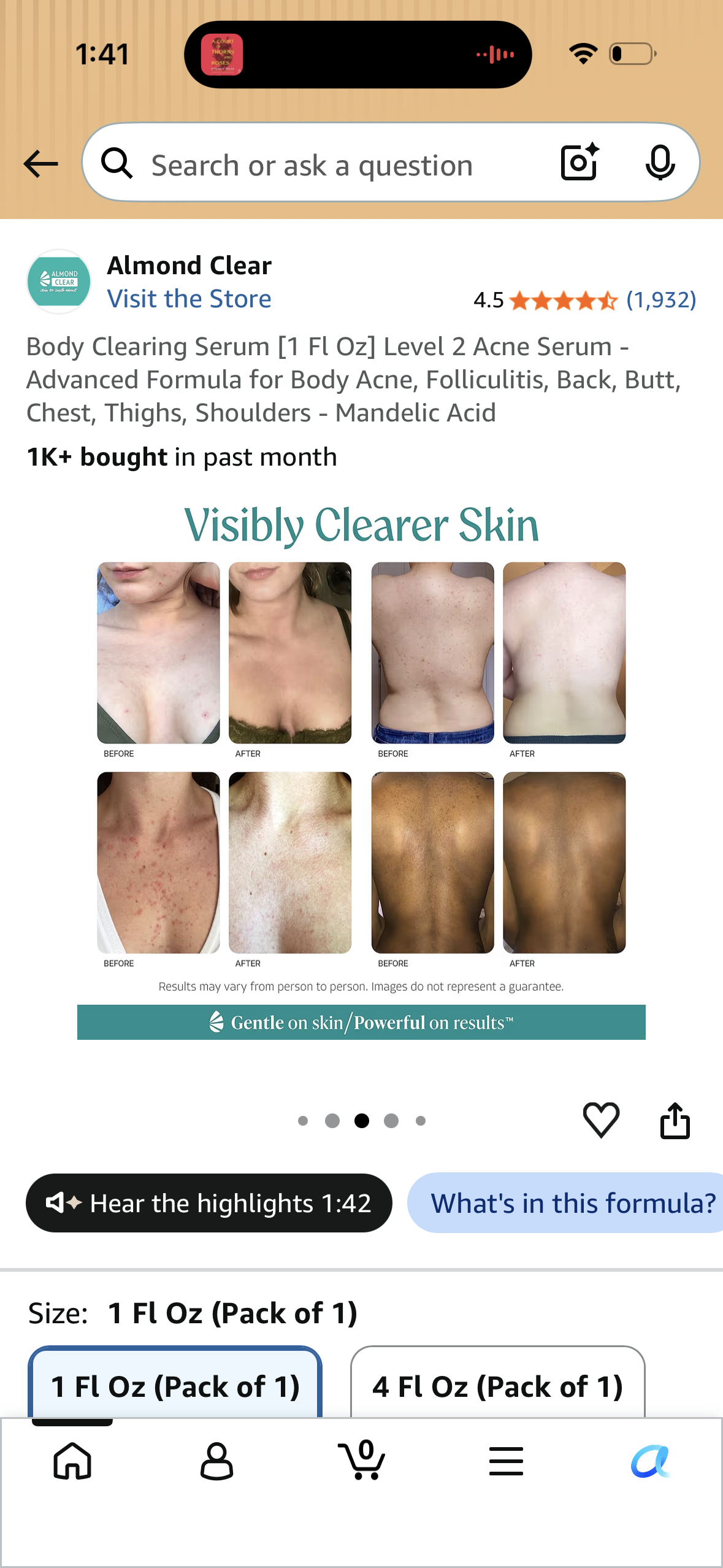 Body Clearing Serum [1 Fl Oz] Level 2 Acne Serum - Advanced Formula for Body Acne, Folliculitis, Back, Butt, Chest, Thighs, Shoulders - Mandelic Acid