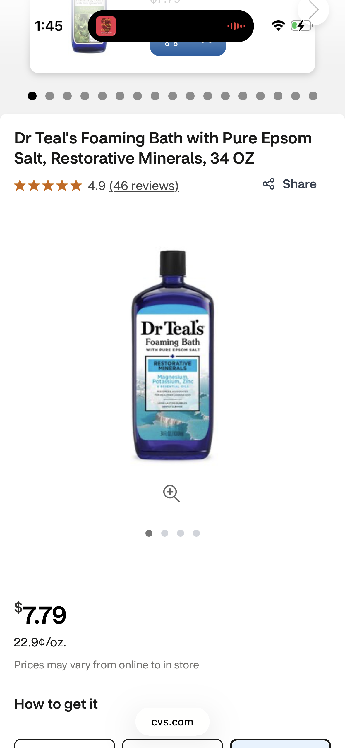 Dr Teal's Foaming Bath with Pure Epsom Salt, Restorative Minerals, 34 OZ