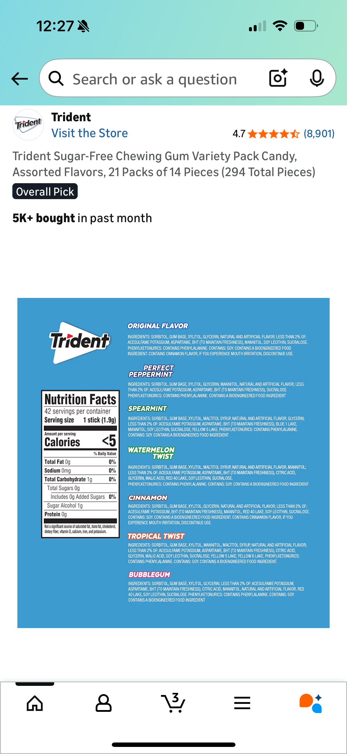 Trident Sugar-Free Chewing Gum Variety Pack Candy, Assorted Flavors, 21 Packs of 14 Pieces (294 Total Pieces)