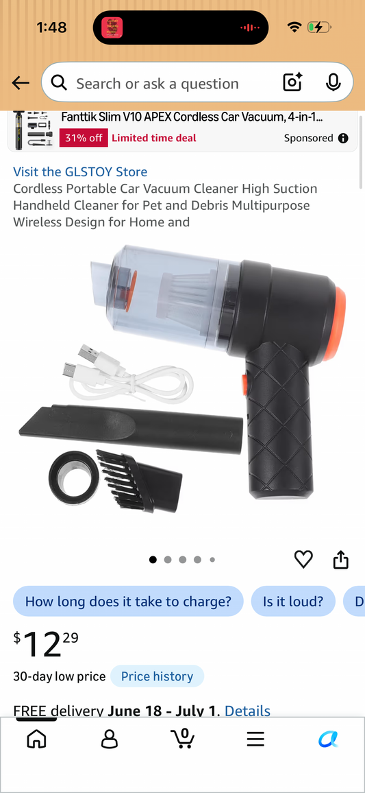 Cordless Portable Car Vacuum Cleaner High Suction Handheld Cleaner for Pet and Debris Multipurpose Wireless Design for Home and