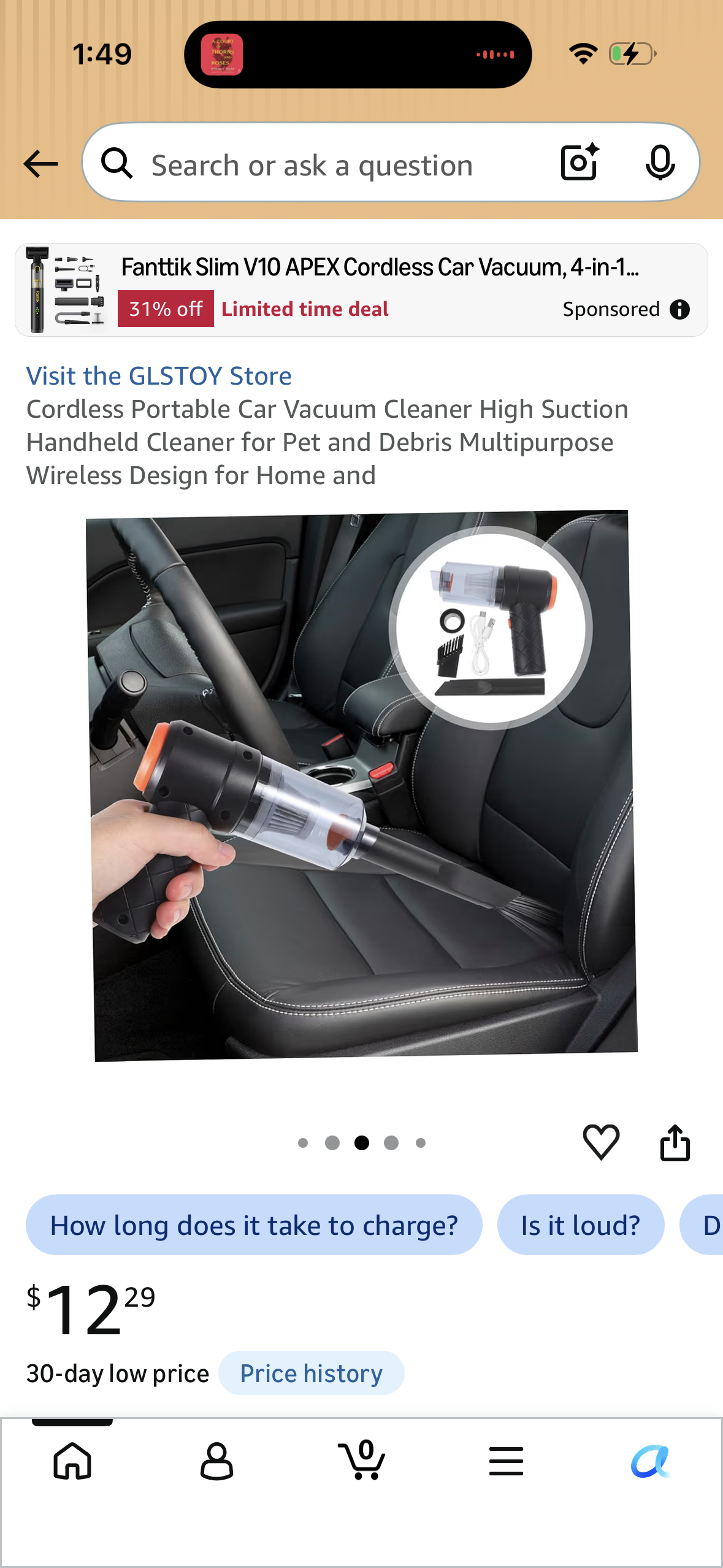 Cordless Portable Car Vacuum Cleaner High Suction Handheld Cleaner for Pet and Debris Multipurpose Wireless Design for Home and
