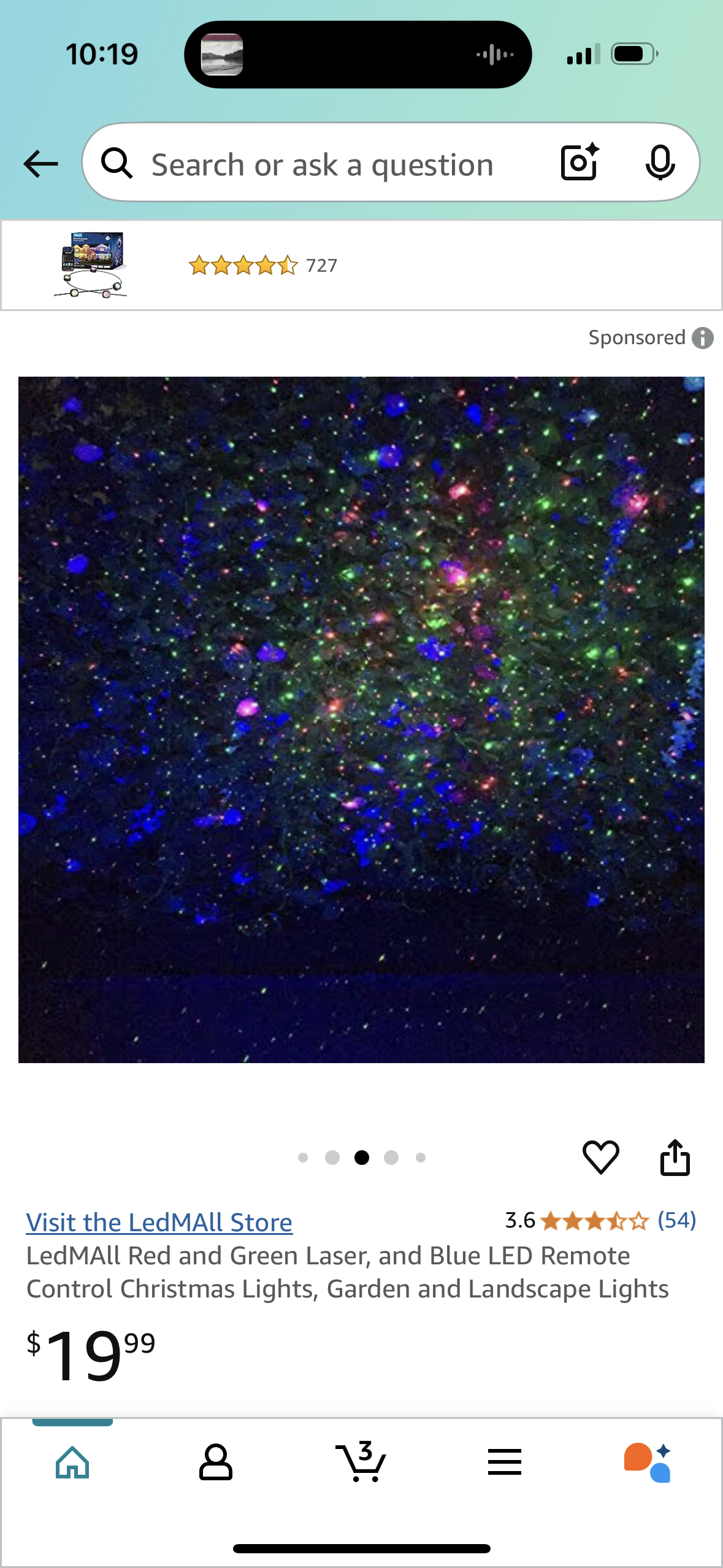 LedMAll Red and Green Laser, and Blue LED Remote Control Christmas Lights, Garden and Landscape Lights