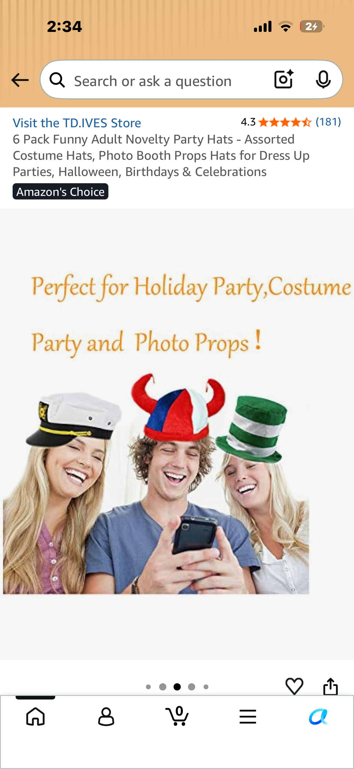 6 Pack Funny Adult Novelty Party Hats - Assorted Costume Hats, Photo Booth Props Hats for Dress Up Parties, Halloween, Birthdays & Celebrations