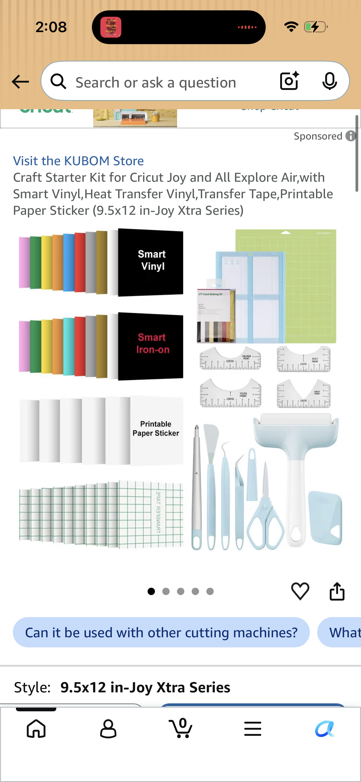 Craft Starter Kit for Cricut Joy and All Explore Air,with Smart Vinyl,Heat Transfer Vinyl,Transfer Tape,Printable Paper Sticker (9.5x12 in-Joy Xtra Series)