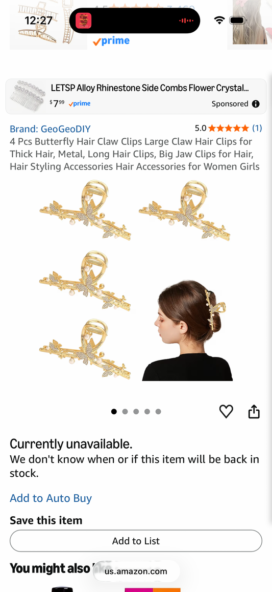 4 Pcs Butterfly Hair Claw Clips Large Claw Hair Clips for Thick Hair, Metal, Long Hair Clips, Big Jaw Clips for Hair, Hair Styling Accessories Hair Accessories for Women Girls
