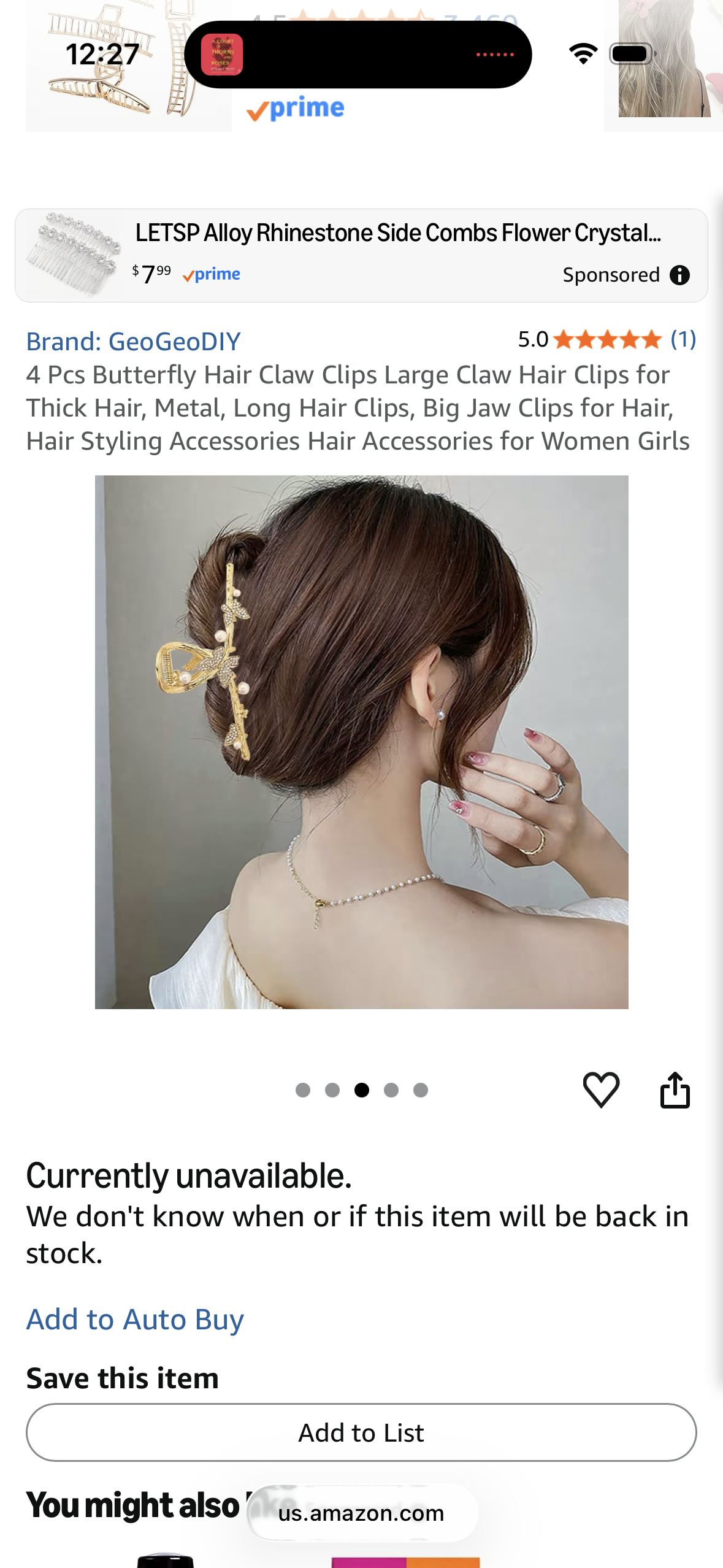 4 Pcs Butterfly Hair Claw Clips Large Claw Hair Clips for Thick Hair, Metal, Long Hair Clips, Big Jaw Clips for Hair, Hair Styling Accessories Hair Accessories for Women Girls