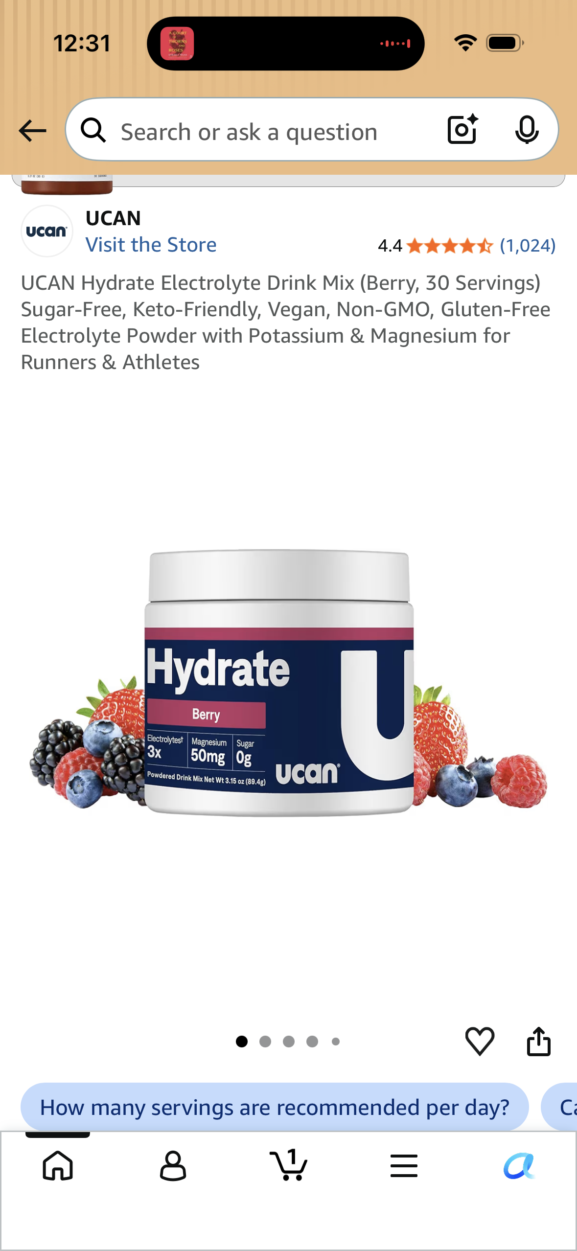 UCAN Hydrate Electrolyte Drink Mix (Berry, 30 Servings) Sugar-Free, Keto-Friendly, Vegan, Non-GMO, Gluten-Free Electrolyte Powder with Potassium & Magnesium for Runners & Athletes