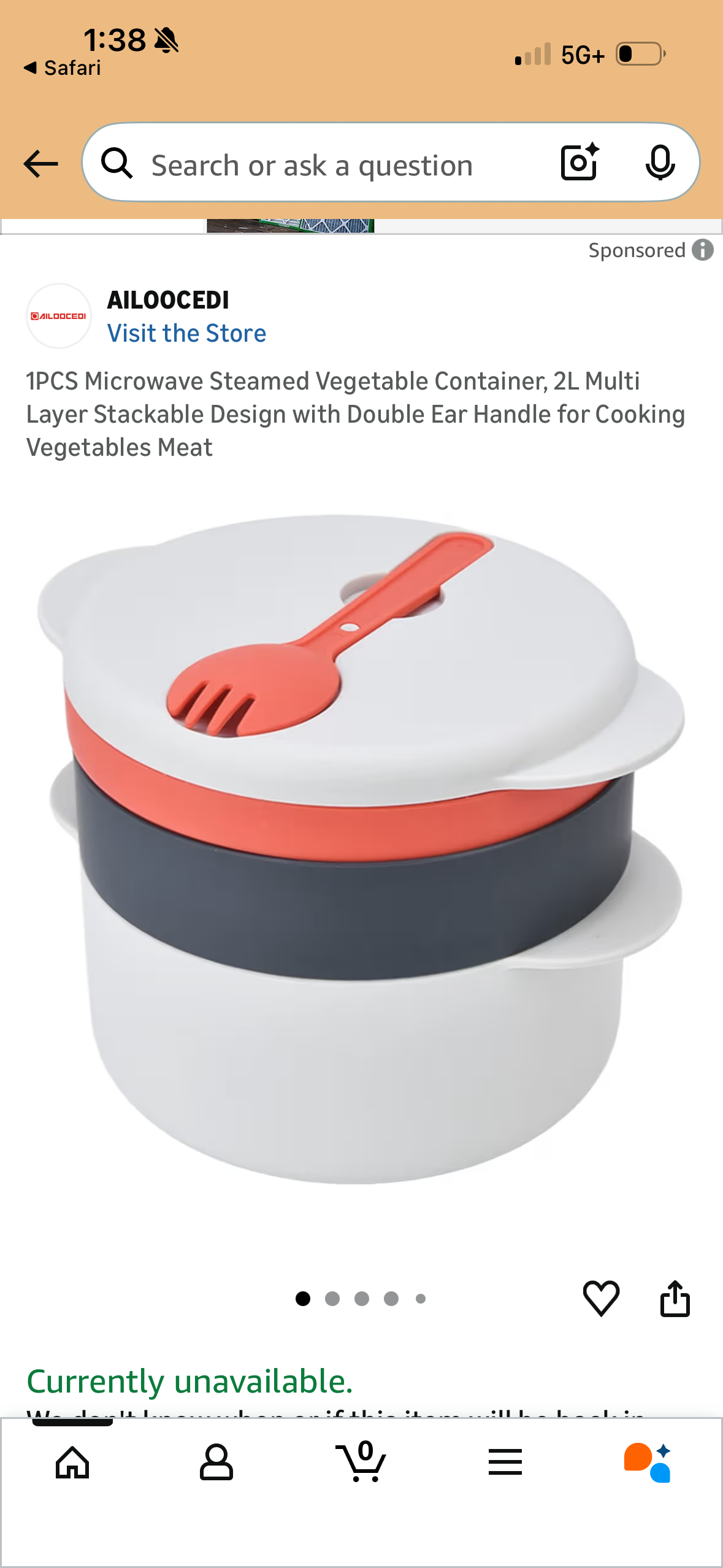 1PCS Microwave Steamed Vegetable Container, 2L Multi Layer Stackable Design with Double Ear Handle for Cooking Vegetables Meat