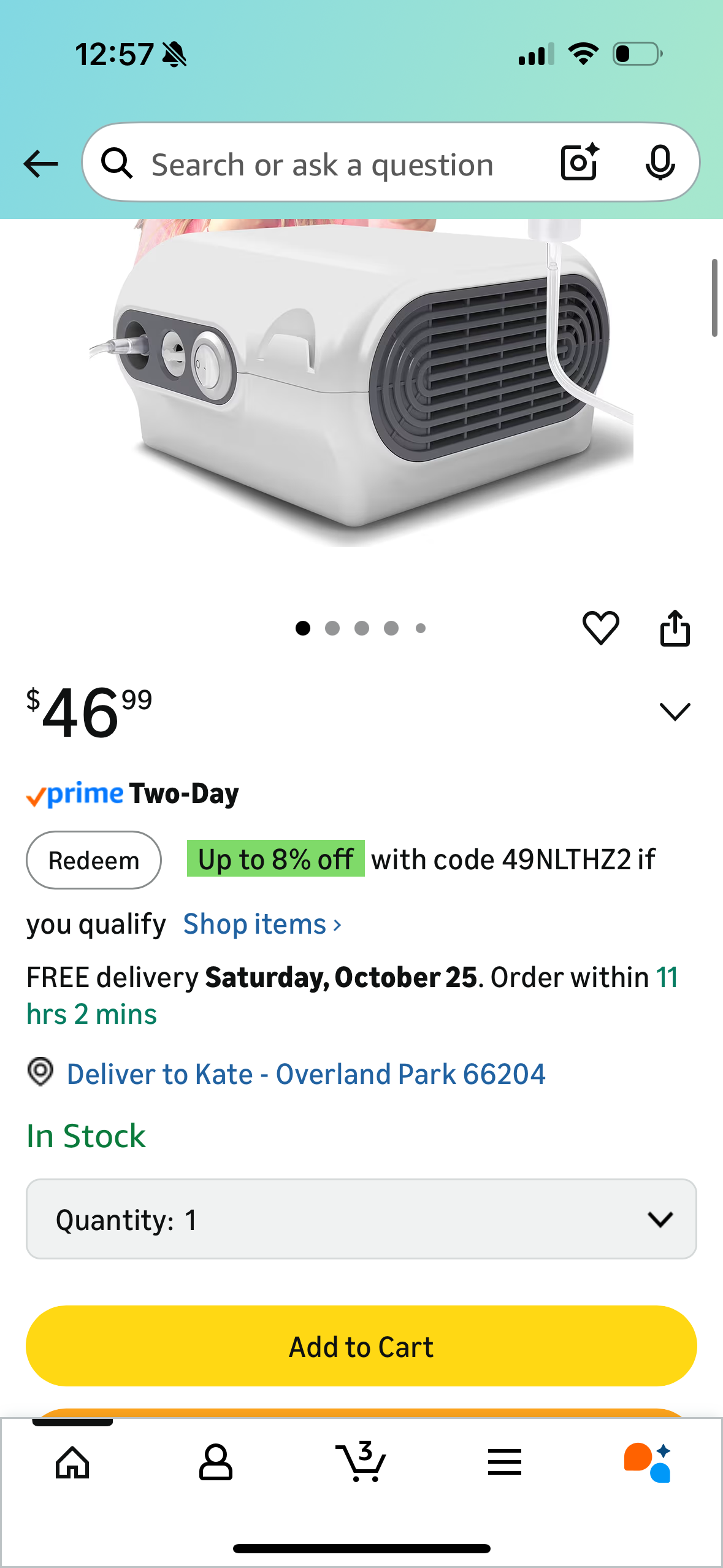 Nebulizer Machine for Adults and Kids, Compressor Nebulizer with Nebulizer Mask, Mouthpiece and Tubing for Home Use