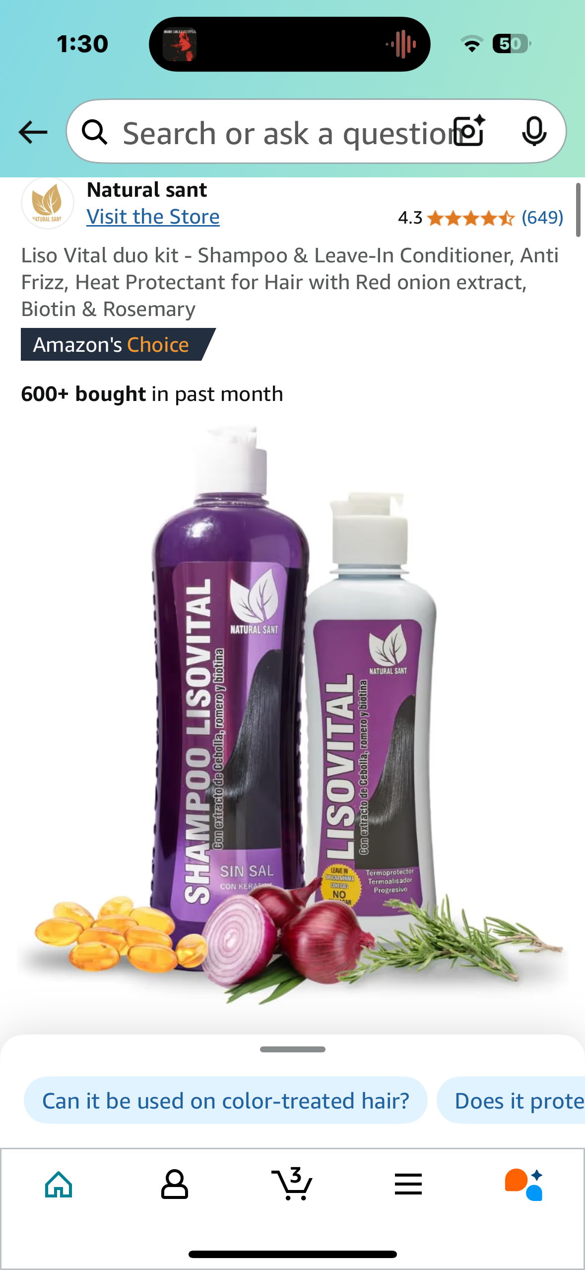 Liso Vital duo kit - Shampoo & Leave-In Conditioner, Anti Frizz, Heat Protectant for Hair with Red onion extract, Biotin & Rosemary