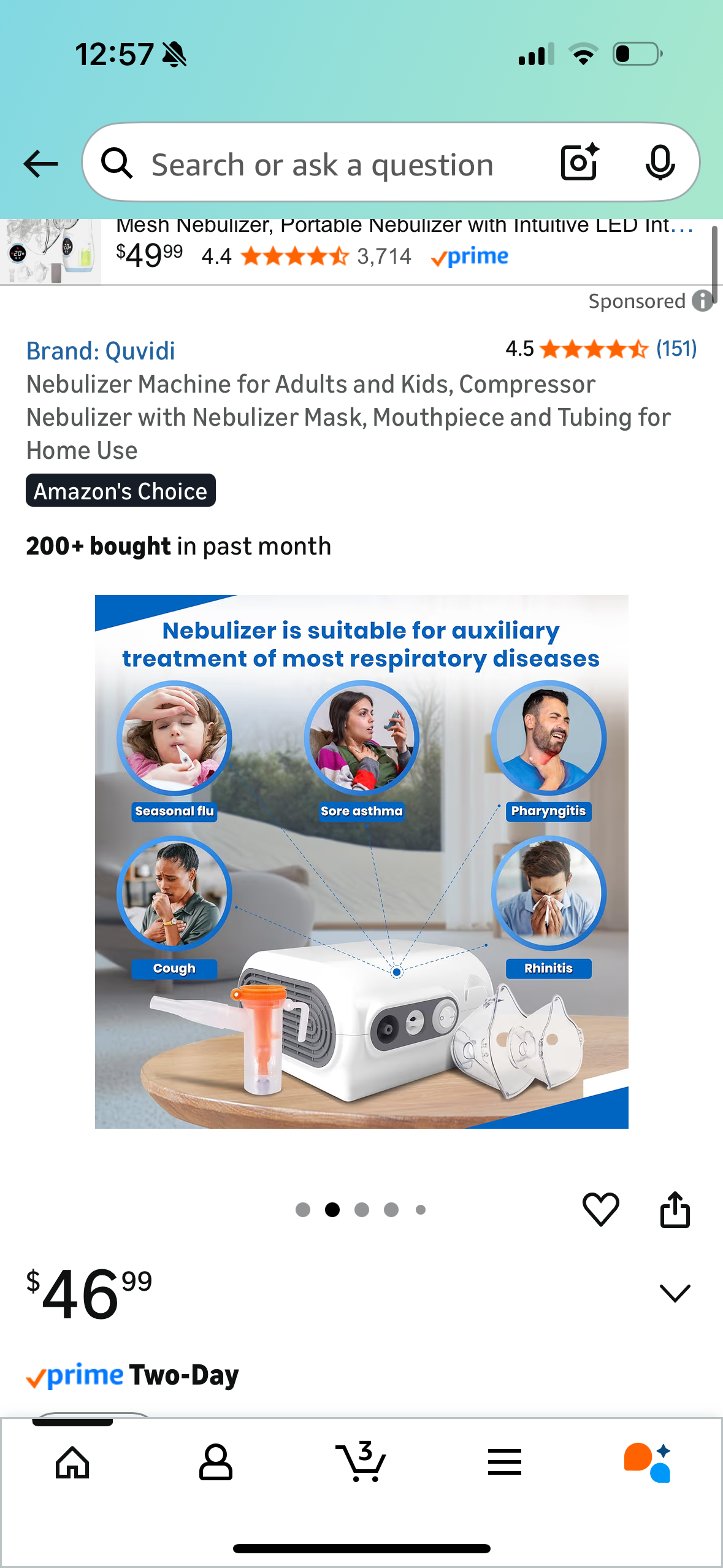 Nebulizer Machine for Adults and Kids, Compressor Nebulizer with Nebulizer Mask, Mouthpiece and Tubing for Home Use