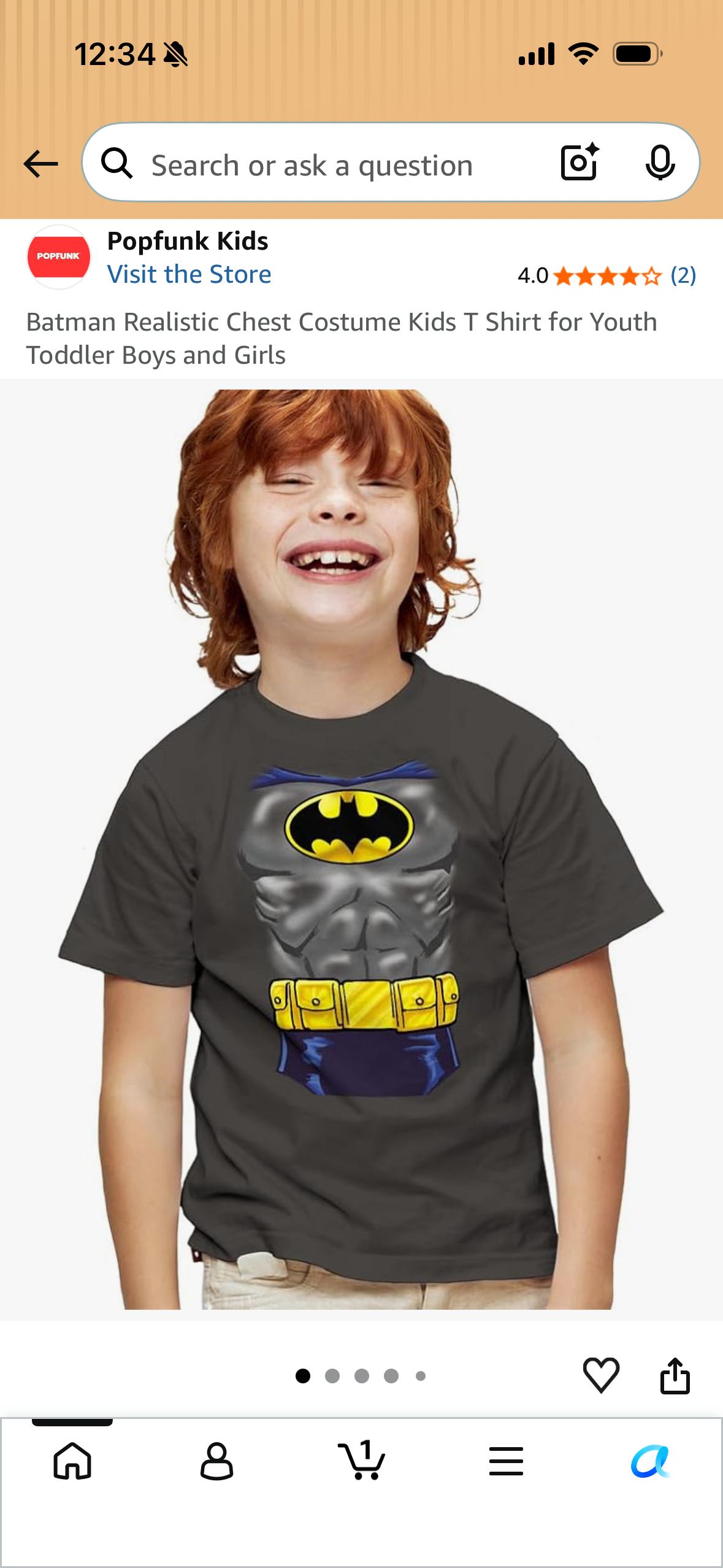 Batman Realistic Chest Costume Kids T Shirt for Youth Toddler Boys and Girls (Sizes Vary)