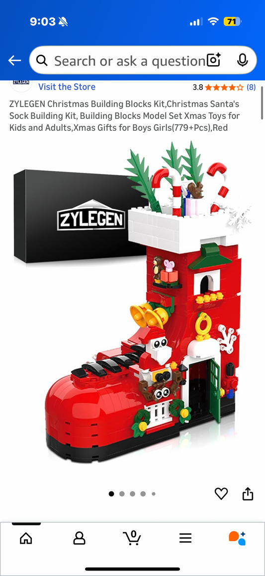 Christmas Building Blocks Kit,Christmas Santa's Sock Building Kit, Building Blocks Model Set Xmas Toys for Kids and Adults,Xmas Gifts for Boys Girls(779+Pcs),Red