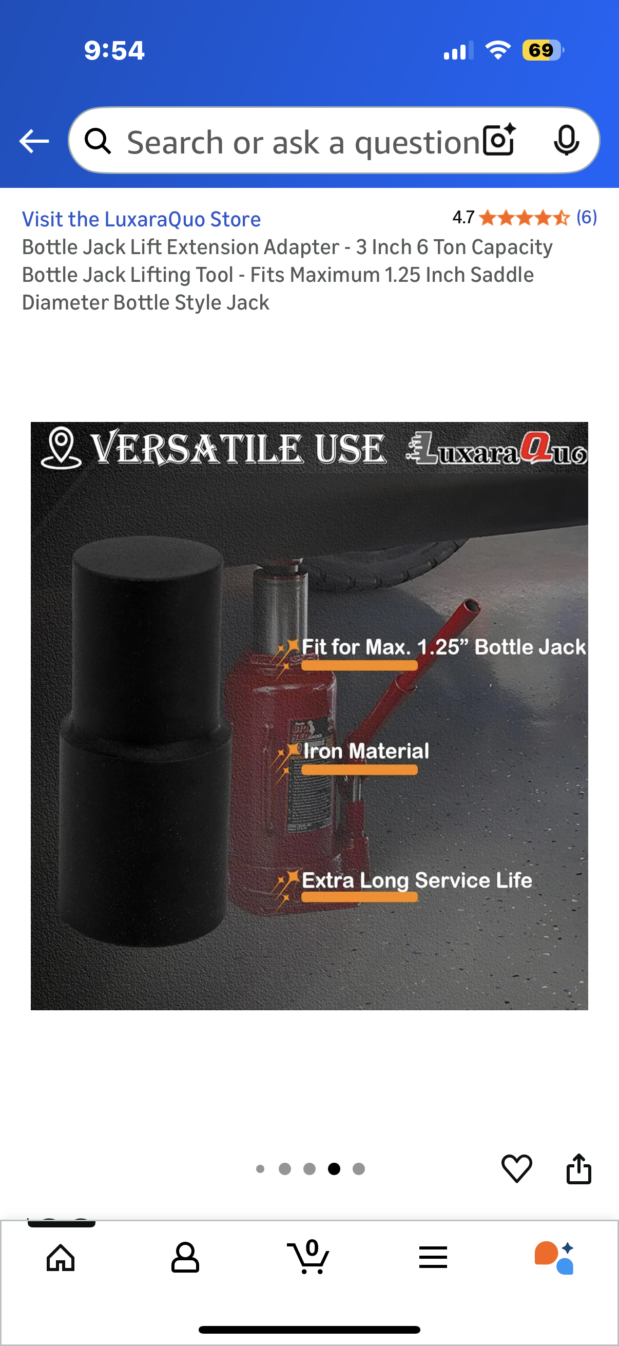 Bottle Jack Lift Extension Adapter - 3 Inch 6 Ton Capacity Bottle Jack Lifting Tool - Fits Maximum 1.25 Inch Saddle Diameter Bottle Style Jack