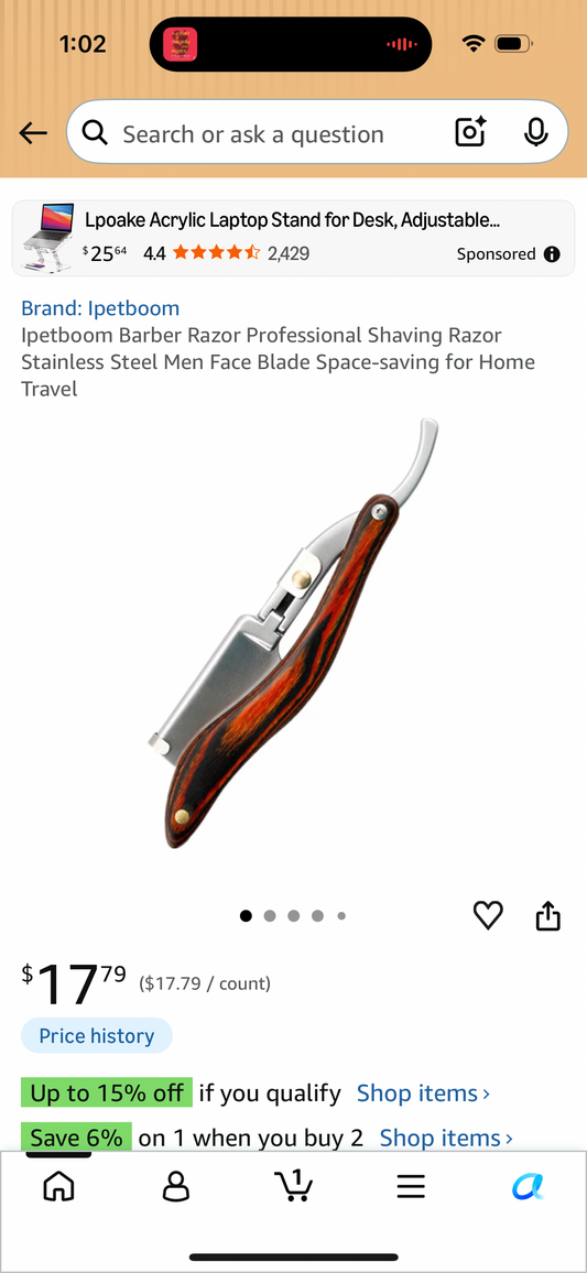 Ipetboom Barber Razor Professional Shaving Razor Stainless Steel Men Face Blade Space-saving for Home Travel