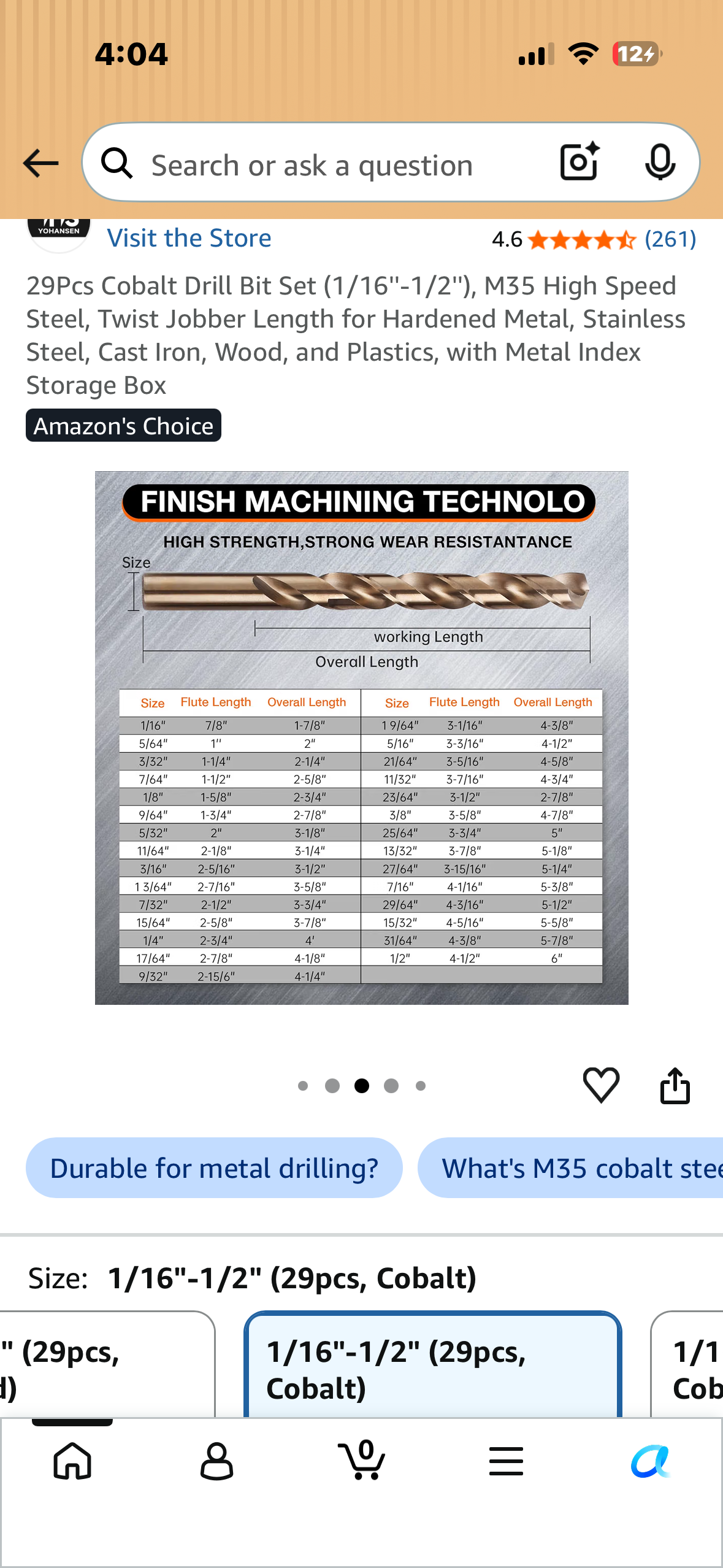 29Pcs Cobalt Drill Bit Set (1/16''-1/2''), M35 High Speed Steel, Twist Jobber Length for Hardened Metal, Stainless Steel, Cast Iron, Wood, and Plastics, with Metal Index Storage Box