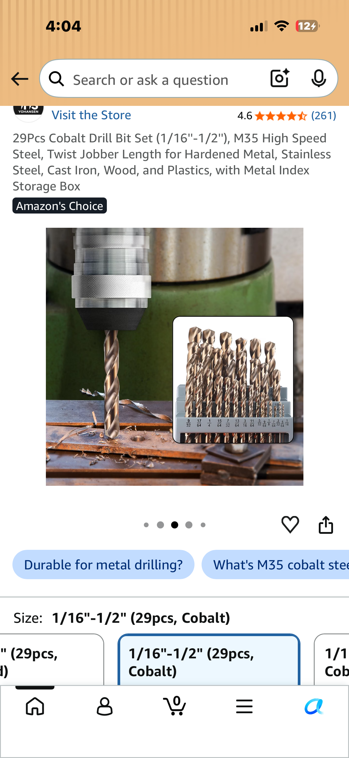 29Pcs Cobalt Drill Bit Set (1/16''-1/2''), M35 High Speed Steel, Twist Jobber Length for Hardened Metal, Stainless Steel, Cast Iron, Wood, and Plastics, with Metal Index Storage Box