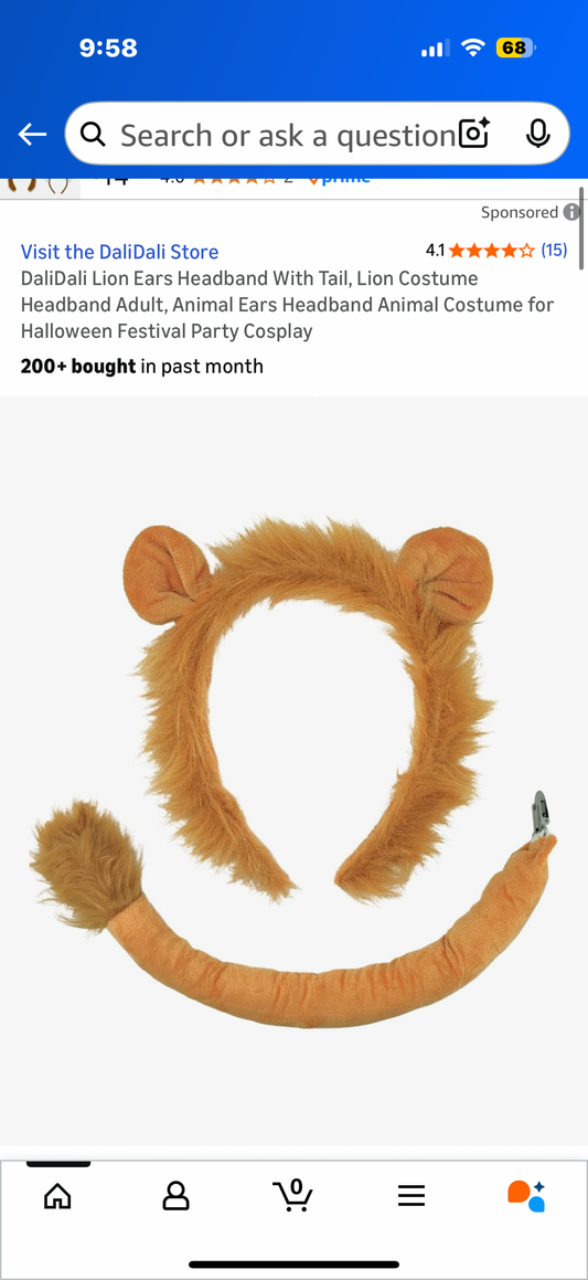 Lion Ears Headband With Tail, Lion Costume Headband Adult, Animal Ears Headband Animal Costume for Halloween