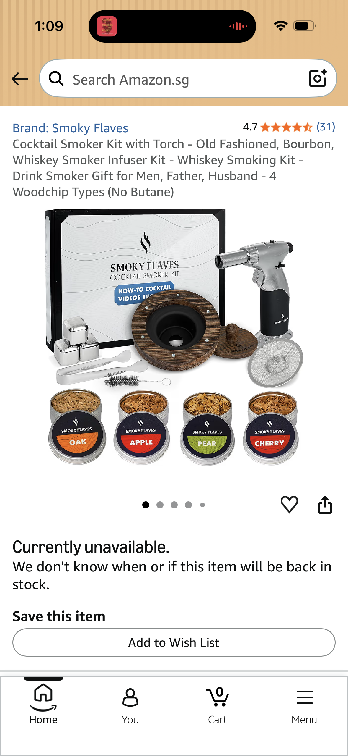 Cocktail Smoker Kit with Torch - Old Fashioned, Bourbon, Whiskey Smoker Infuser Kit - Whiskey Smoking Kit - Drink Smoker Gift for Men, Father, Husband - 4 Woodchip Types (No Butane)