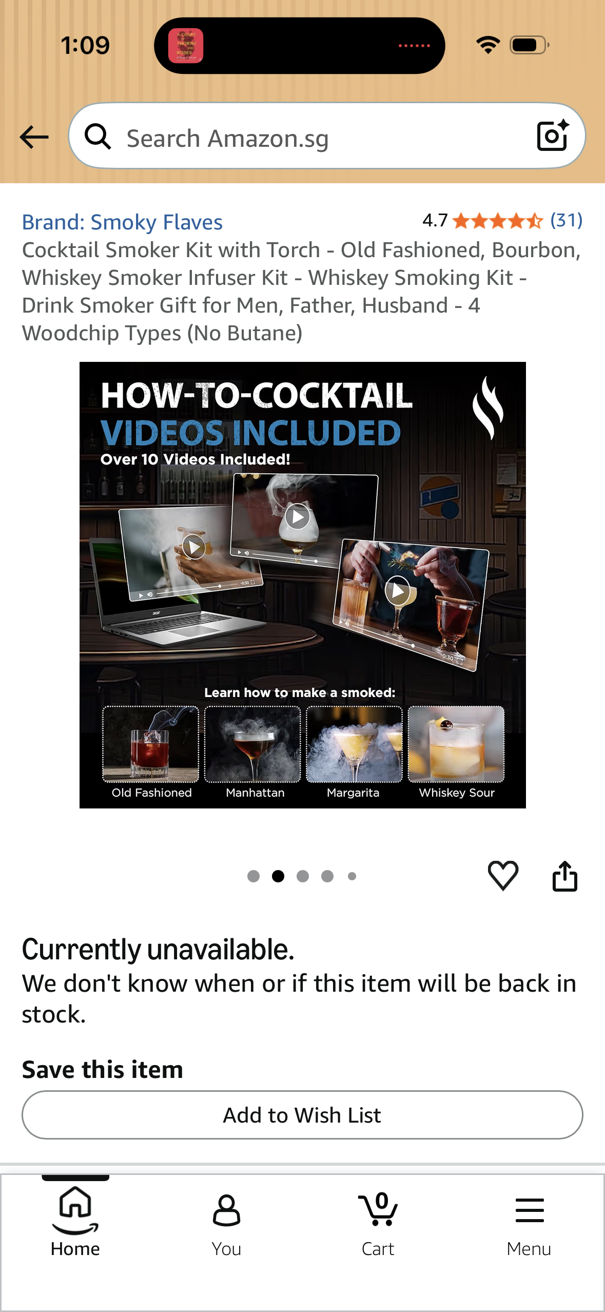 Cocktail Smoker Kit with Torch - Old Fashioned, Bourbon, Whiskey Smoker Infuser Kit - Whiskey Smoking Kit - Drink Smoker Gift for Men, Father, Husband - 4 Woodchip Types (No Butane)