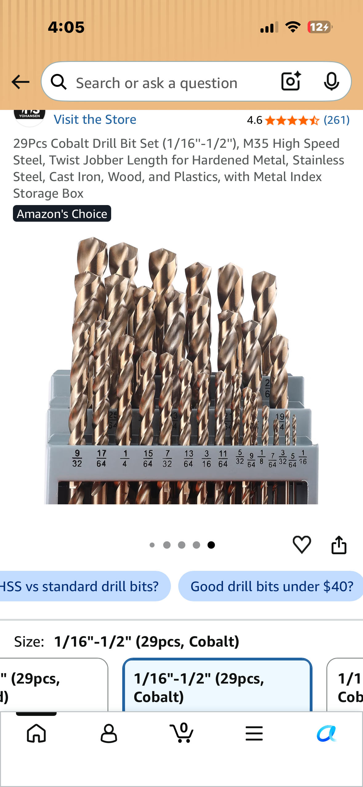 29Pcs Cobalt Drill Bit Set (1/16''-1/2''), M35 High Speed Steel, Twist Jobber Length for Hardened Metal, Stainless Steel, Cast Iron, Wood, and Plastics, with Metal Index Storage Box