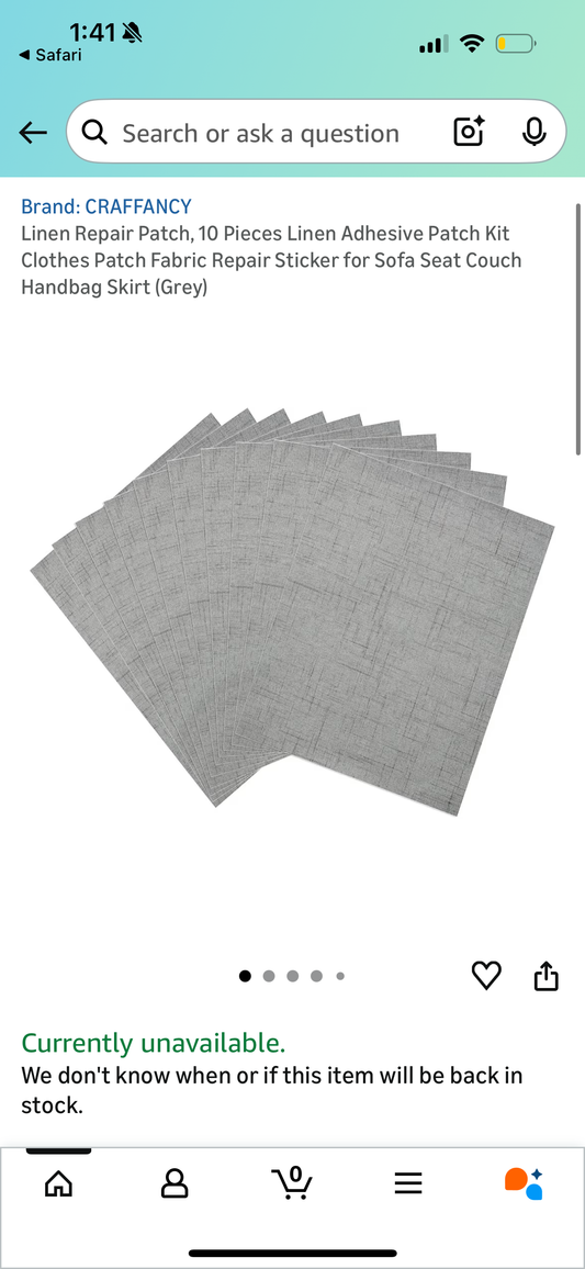 Linen Repair Patch, 10 Pieces Linen Adhesive Patch Kit Clothes Patch Fabric Repair Sticker for Sofa Seat Couch Handbag Skirt (Grey)