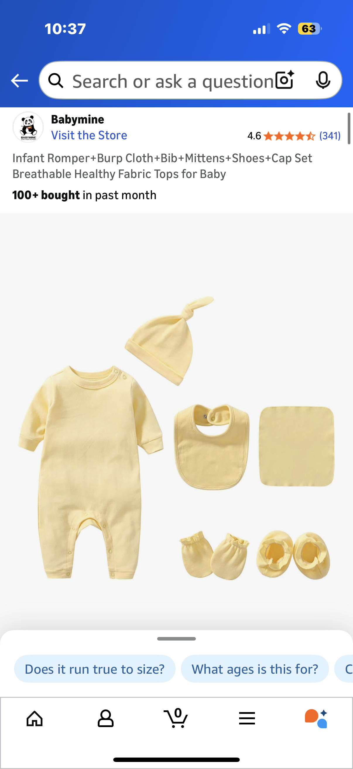 Infant Romper+Burp Cloth+Bib+Mittens+Shoes+Cap Set Breathable Healthy Fabric Tops for Baby