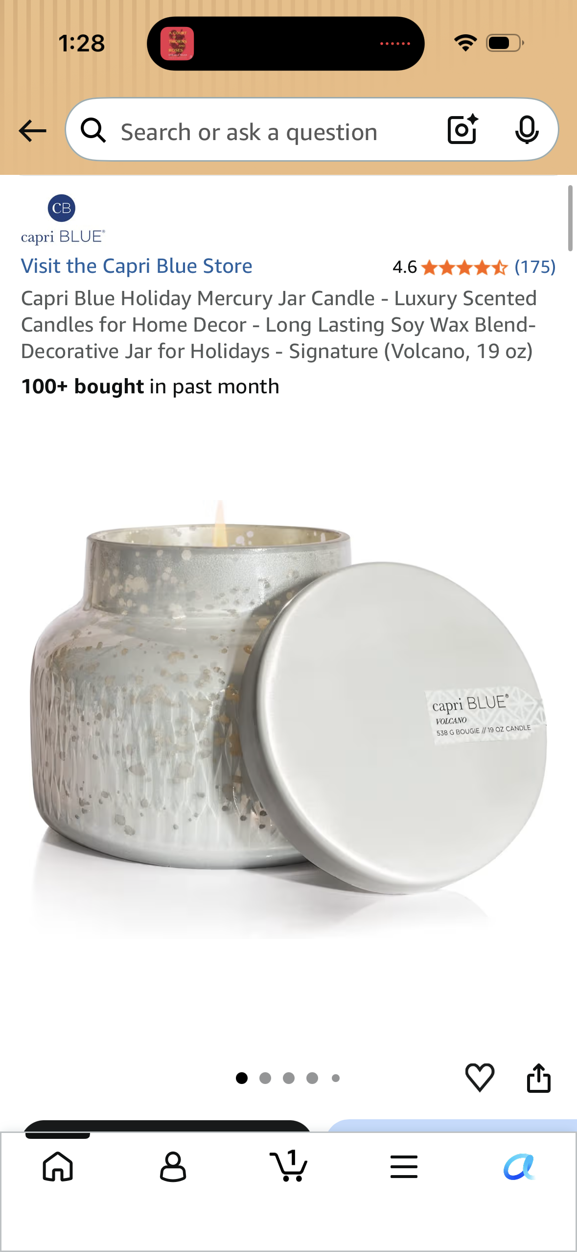 Capri Blue Holiday Mercury Jar Candle - Luxury Scented Candles for Home Decor - Long Lasting Soy Wax Blend- Decorative Jar for Holidays - Signature (Volcano, 19 oz)