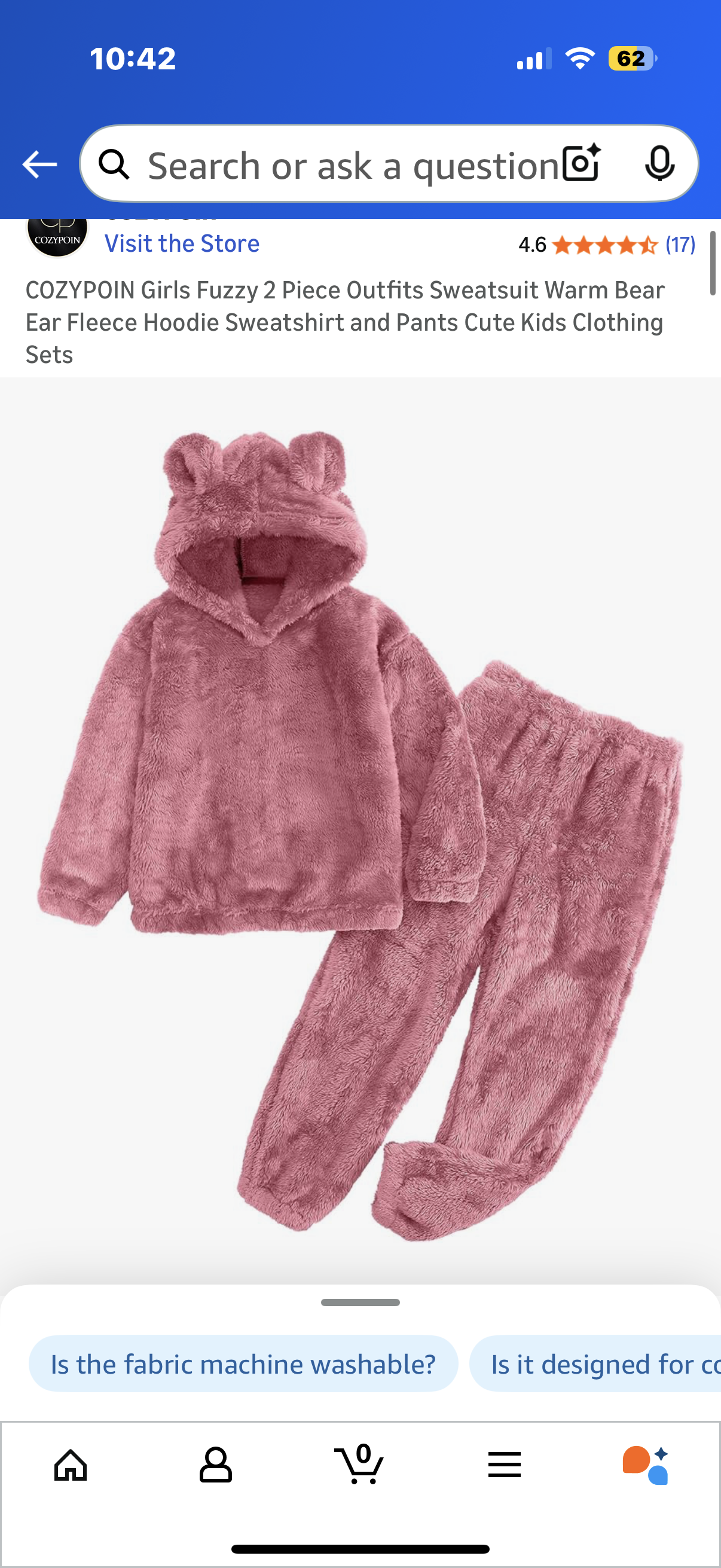 COZYPOIN Girls Fuzzy 2 Piece Outfits Sweatsuit Warm Bear Ear Fleece Hoodie Sweatshirt and Pants Cute Kids Clothing Sets (Size Small 7-8years)