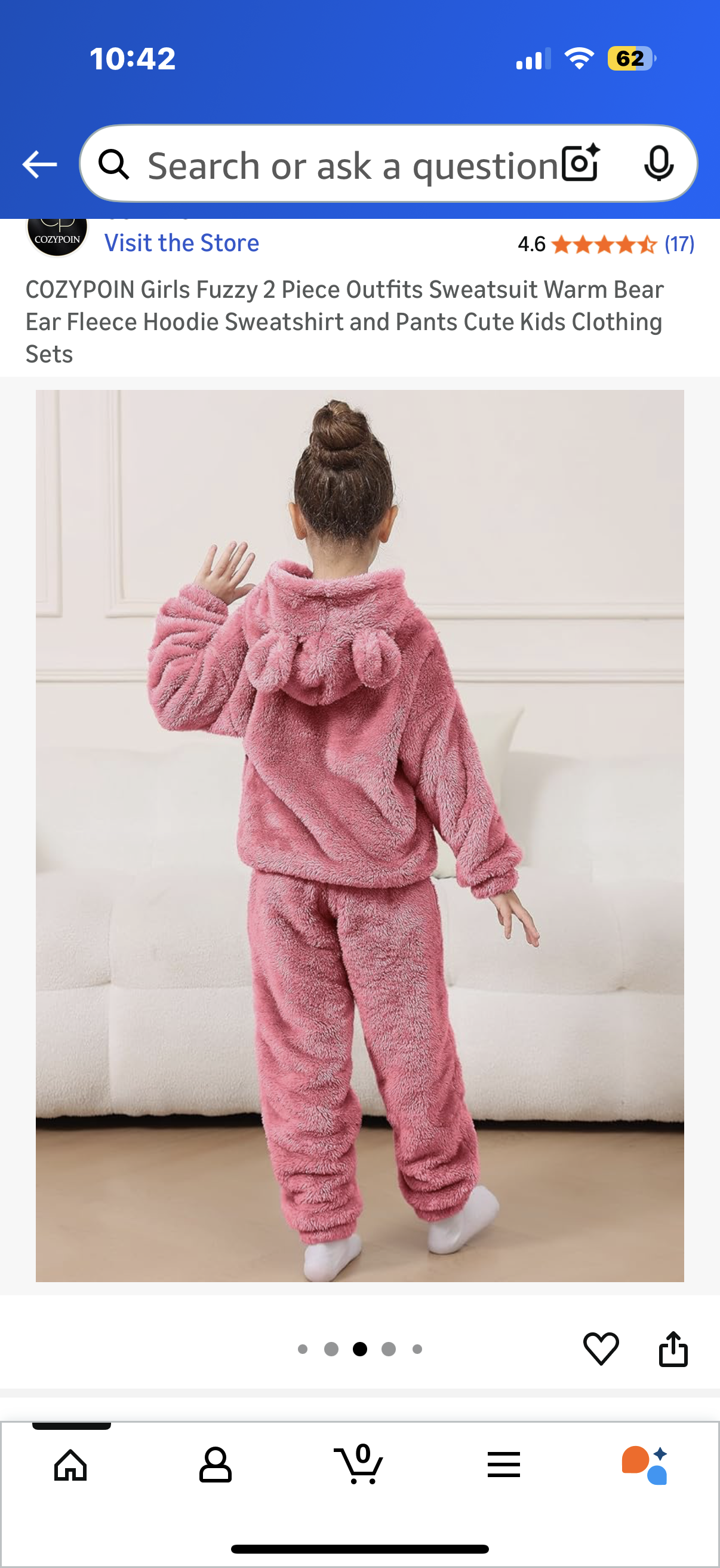 COZYPOIN Girls Fuzzy 2 Piece Outfits Sweatsuit Warm Bear Ear Fleece Hoodie Sweatshirt and Pants Cute Kids Clothing Sets (Size Small 7-8years)