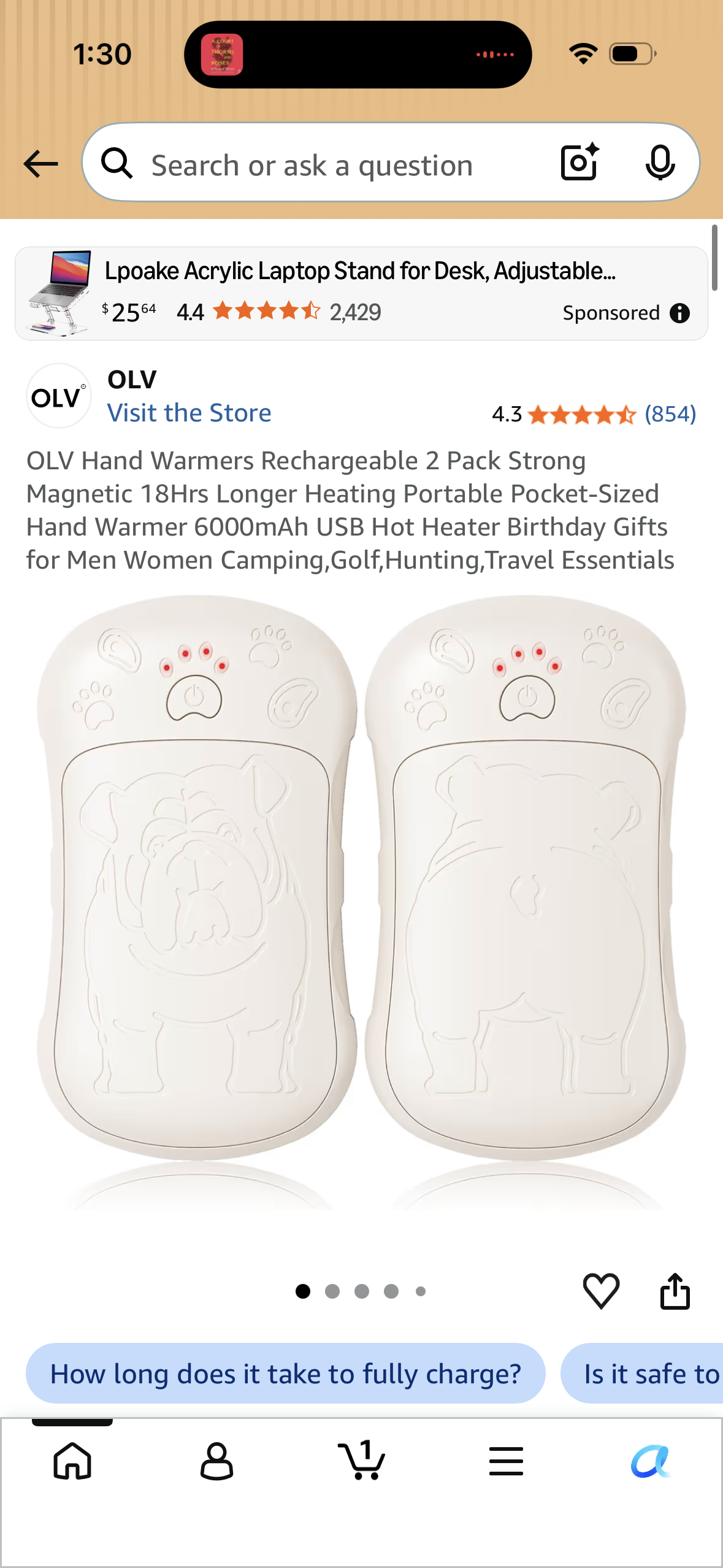OLV Hand Warmers Rechargeable 2 Pack Strong Magnetic 18Hrs Longer Heating Portable Pocket-Sized Hand Warmer 6000mAh USB Hot Heater Birthday Gifts for Men Women Camping, Golf, Hunting, Travel Essentials