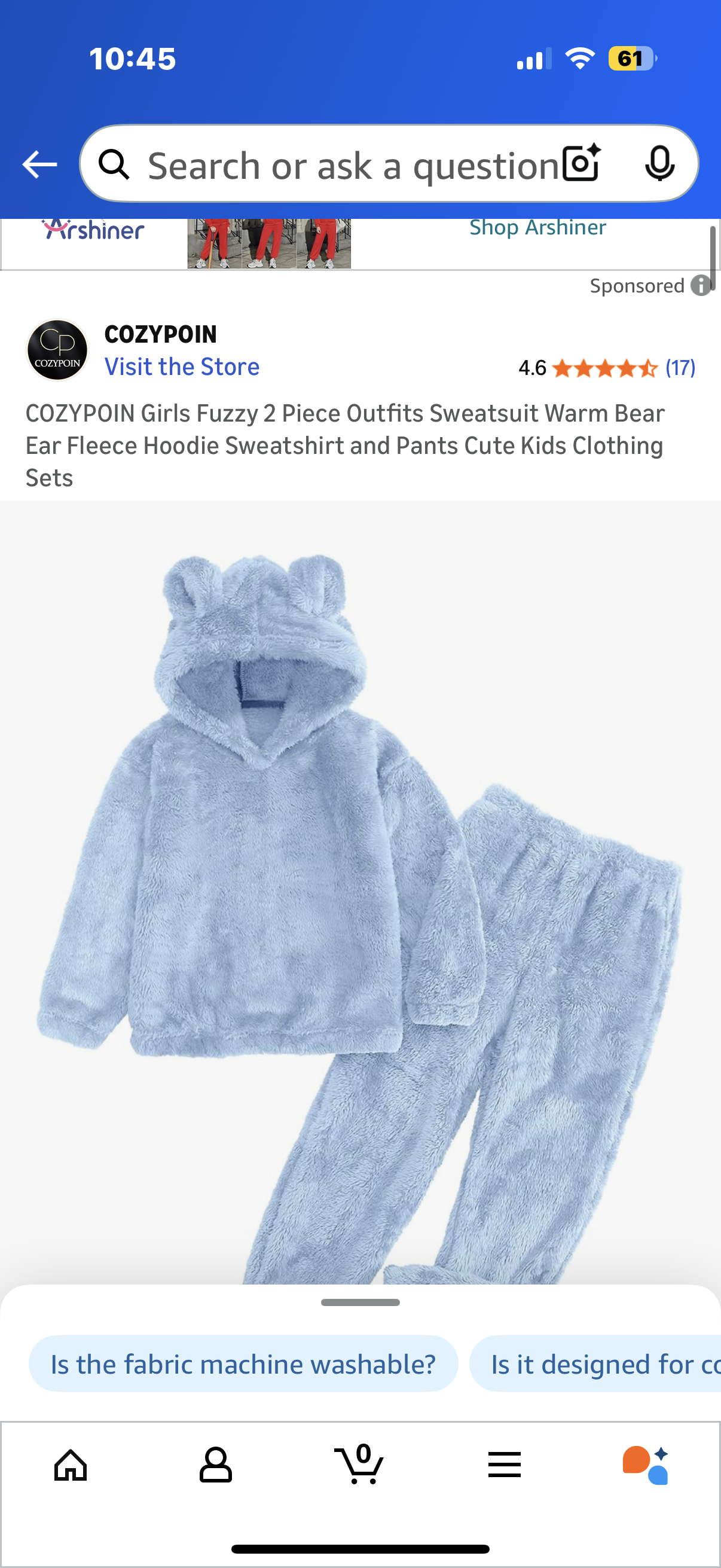 COZYPOIN Girls Fuzzy 2 Piece Outfits Sweatsuit Warm Bear Ear Fleece Hoodie Sweatshirt and Pants Cute Kids Clothing Sets (Size 5-6 years)