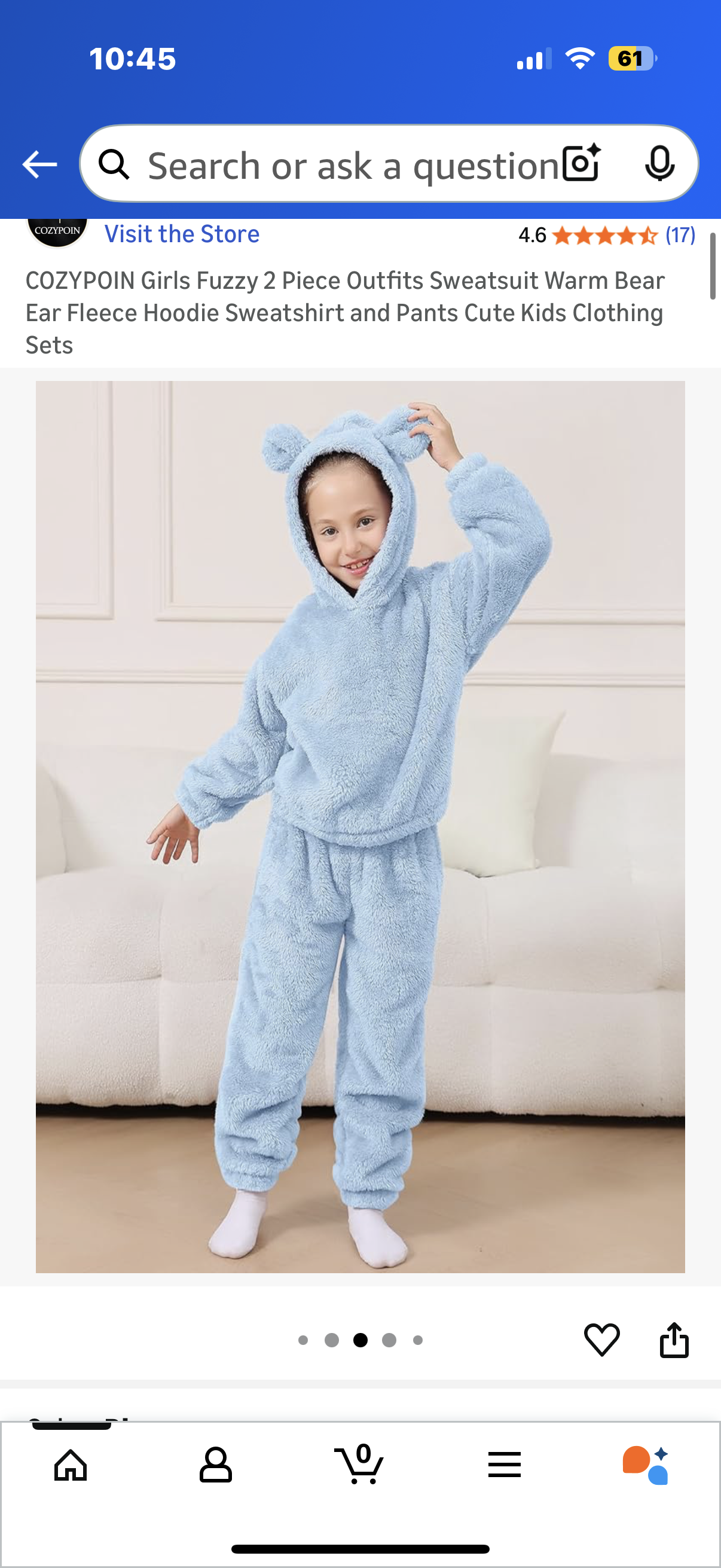 COZYPOIN Girls Fuzzy 2 Piece Outfits Sweatsuit Warm Bear Ear Fleece Hoodie Sweatshirt and Pants Cute Kids Clothing Sets (Size 5-6 years)