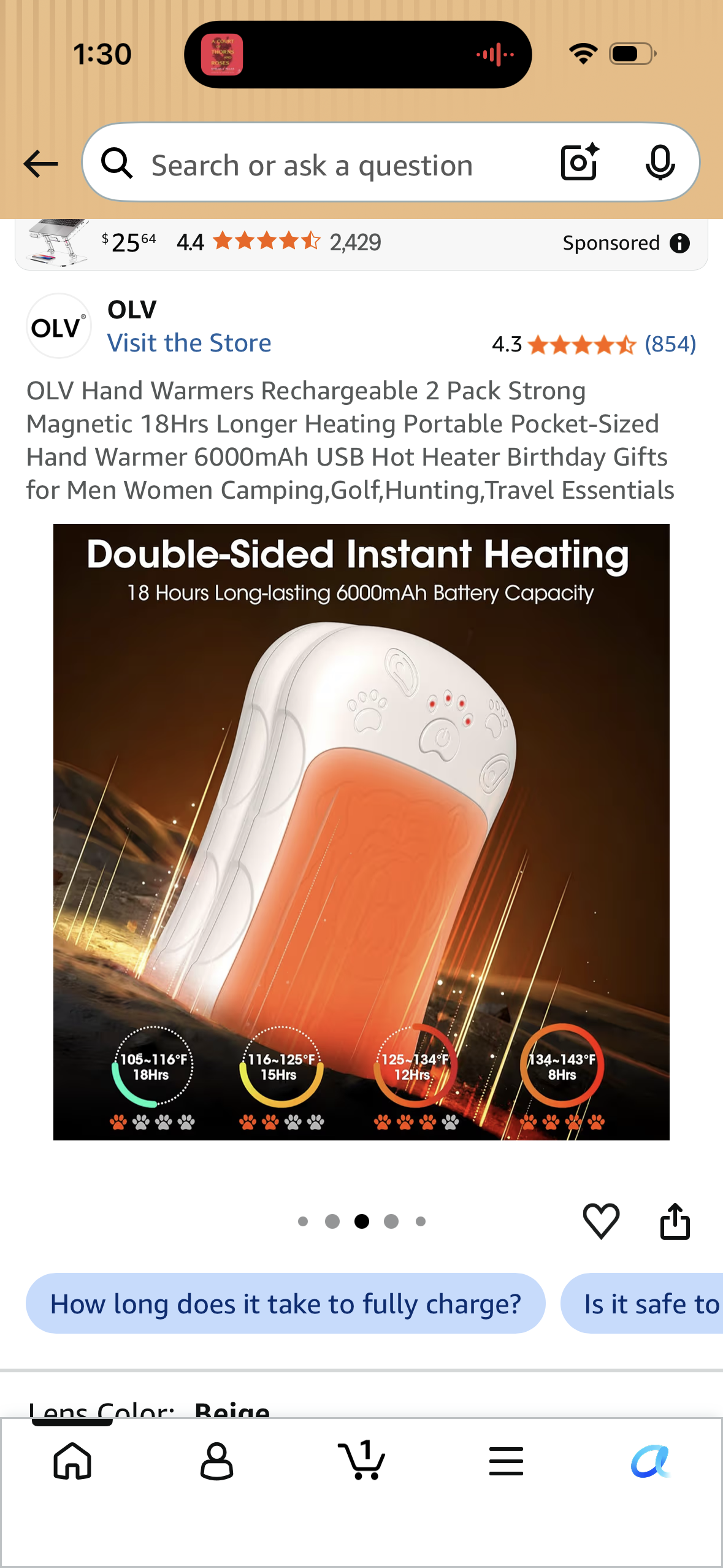 OLV Hand Warmers Rechargeable 2 Pack Strong Magnetic 18Hrs Longer Heating Portable Pocket-Sized Hand Warmer 6000mAh USB Hot Heater Birthday Gifts for Men Women Camping, Golf, Hunting, Travel Essentials