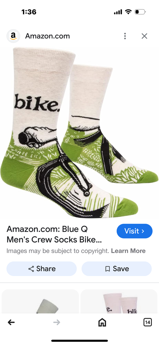 2-PACK -  Blue Q Crew Socks Bike Path (Size 5-10)