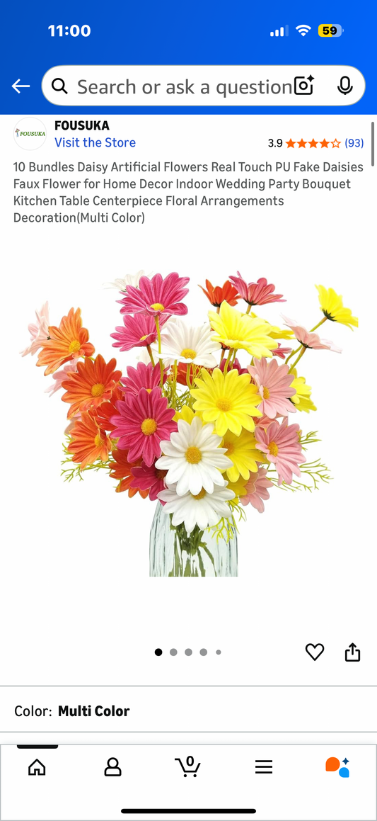 10 Bundles Daisy Artificial Flowers Real Touch PU Fake Daisies Faux Flower for Home Decor Indoor Wedding Party Bouquet Kitchen Table Centerpiece Floral Arrangements Decoration(Multi Color