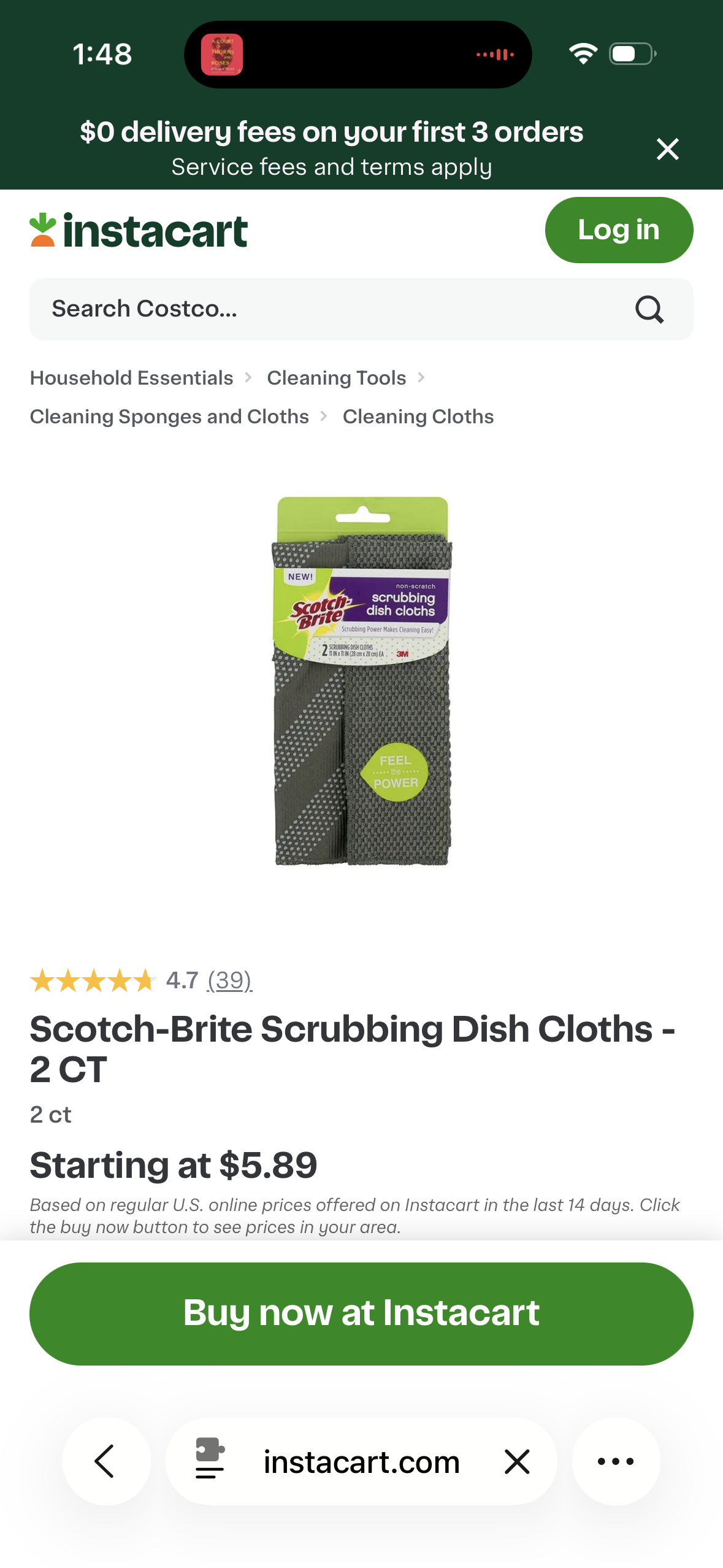 Scotch-Brite Non-Scratch Gray Scrubbing Dish Clothes, Scrubbing Power Makes Cleaning Easy, 2 Cloths