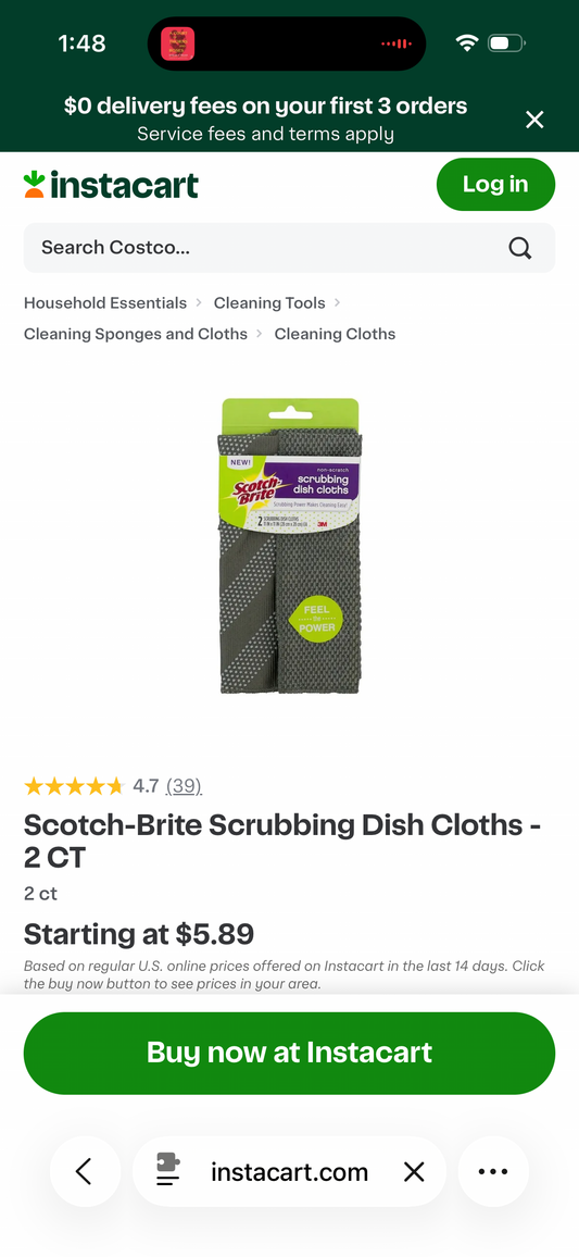 Scotch-Brite Non-Scratch Gray Scrubbing Dish Clothes, Scrubbing Power Makes Cleaning Easy, 2 Cloths