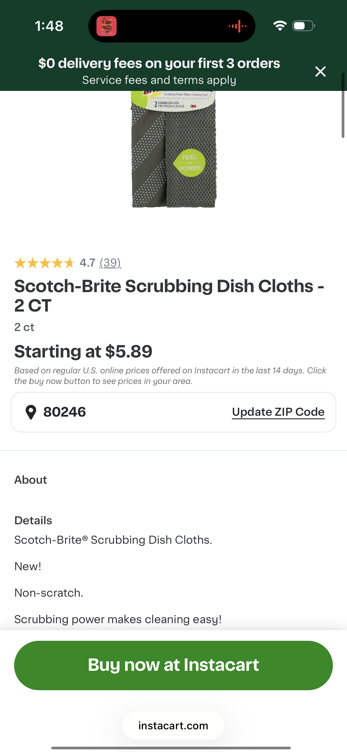 Scotch-Brite Non-Scratch Gray Scrubbing Dish Clothes, Scrubbing Power Makes Cleaning Easy, 2 Cloths