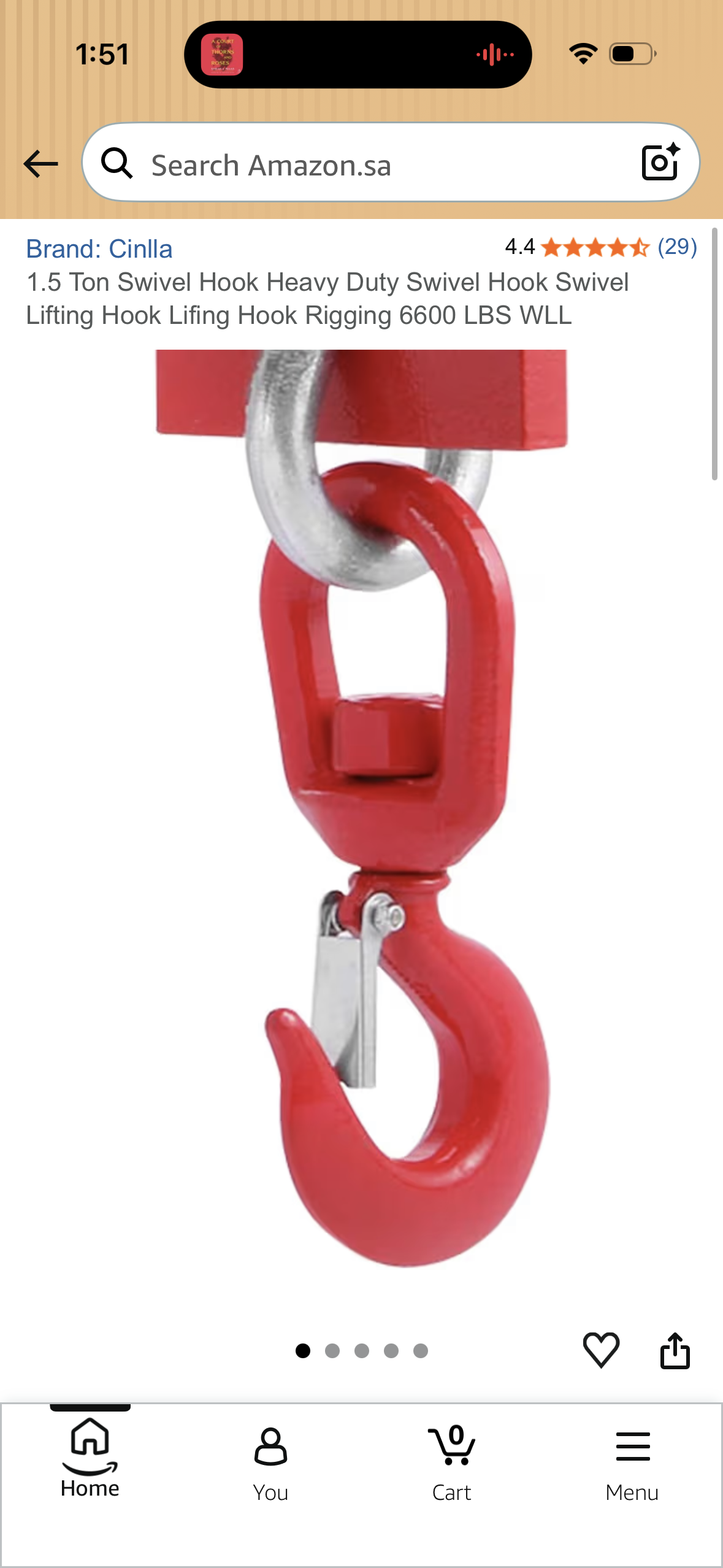 1.5 Ton Swivel Hook Heavy Duty Swivel Hook Swivel Lifting Hook Lifing Hook Rigging 6600 LBS WLL