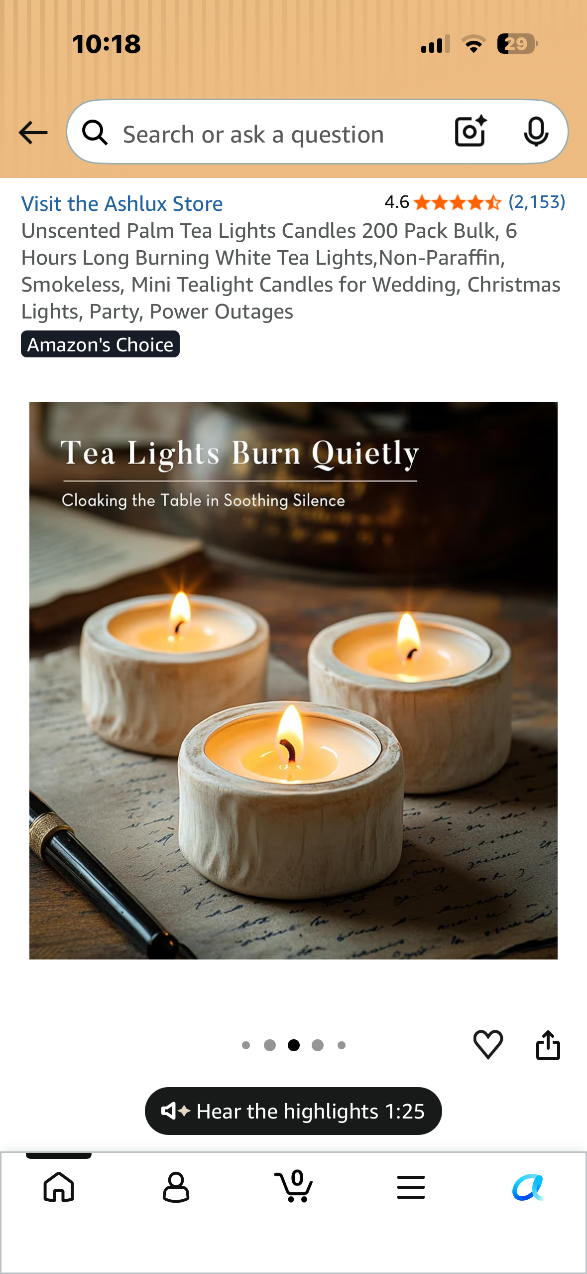 Unscented Palm Tea Light Candles, 200 Pack Bulk, 6 Hours Burning Time, White Tea Lights, Non-Paraffin, Smokeless, Mini Tealight Candles for Wedding, Christmas Lights, Party, Power Outages