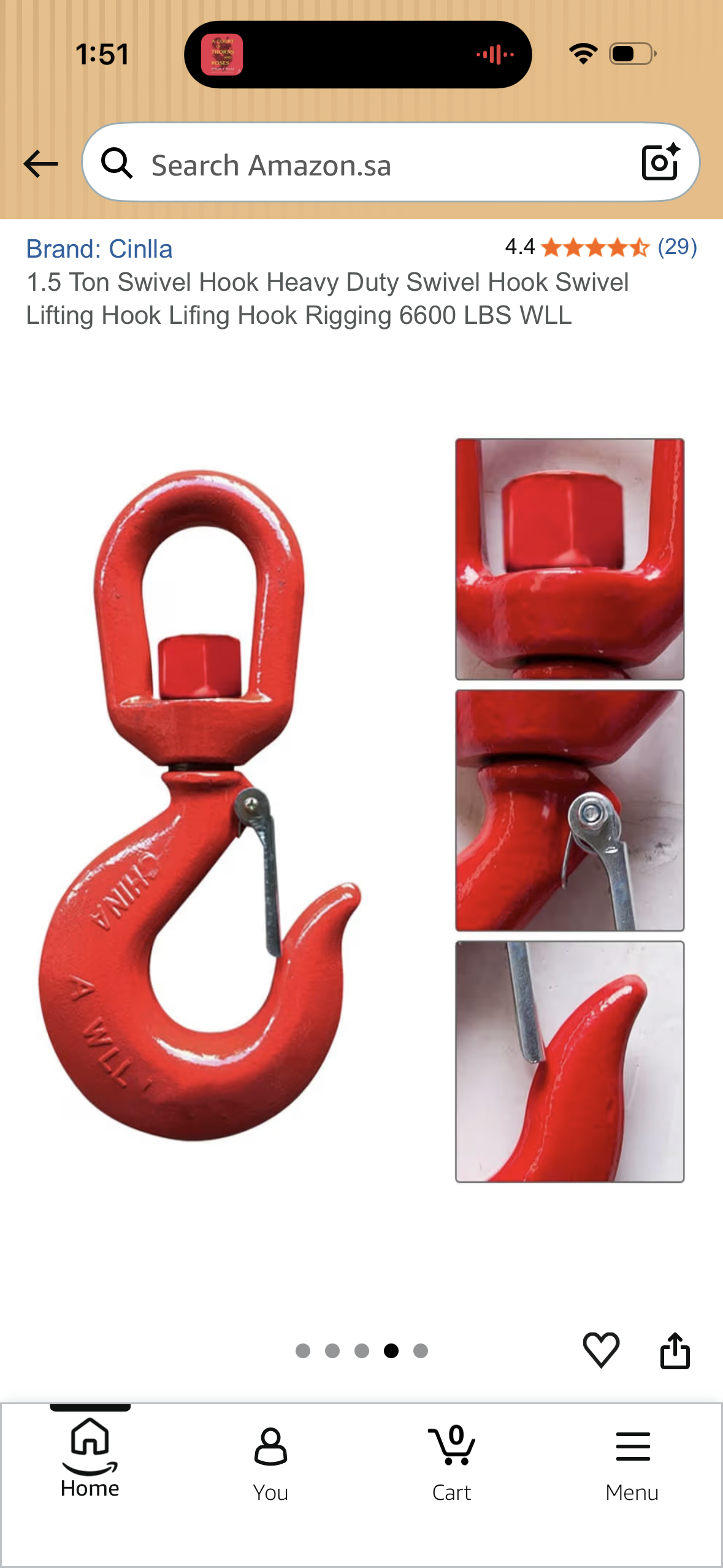 1.5 Ton Swivel Hook Heavy Duty Swivel Hook Swivel Lifting Hook Lifing Hook Rigging 6600 LBS WLL